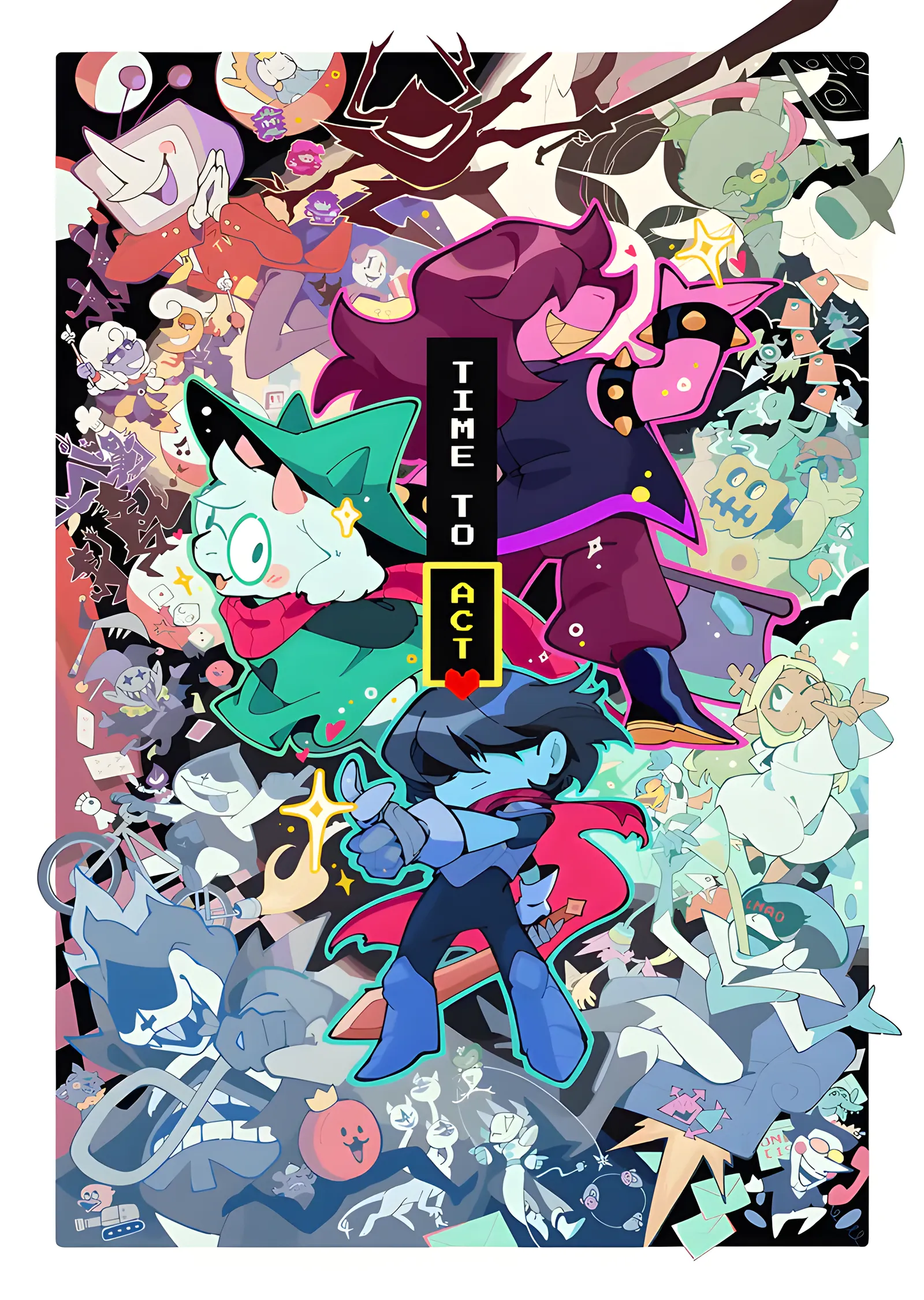 Deltarune - Time To Act Kalabalığı metal tablo