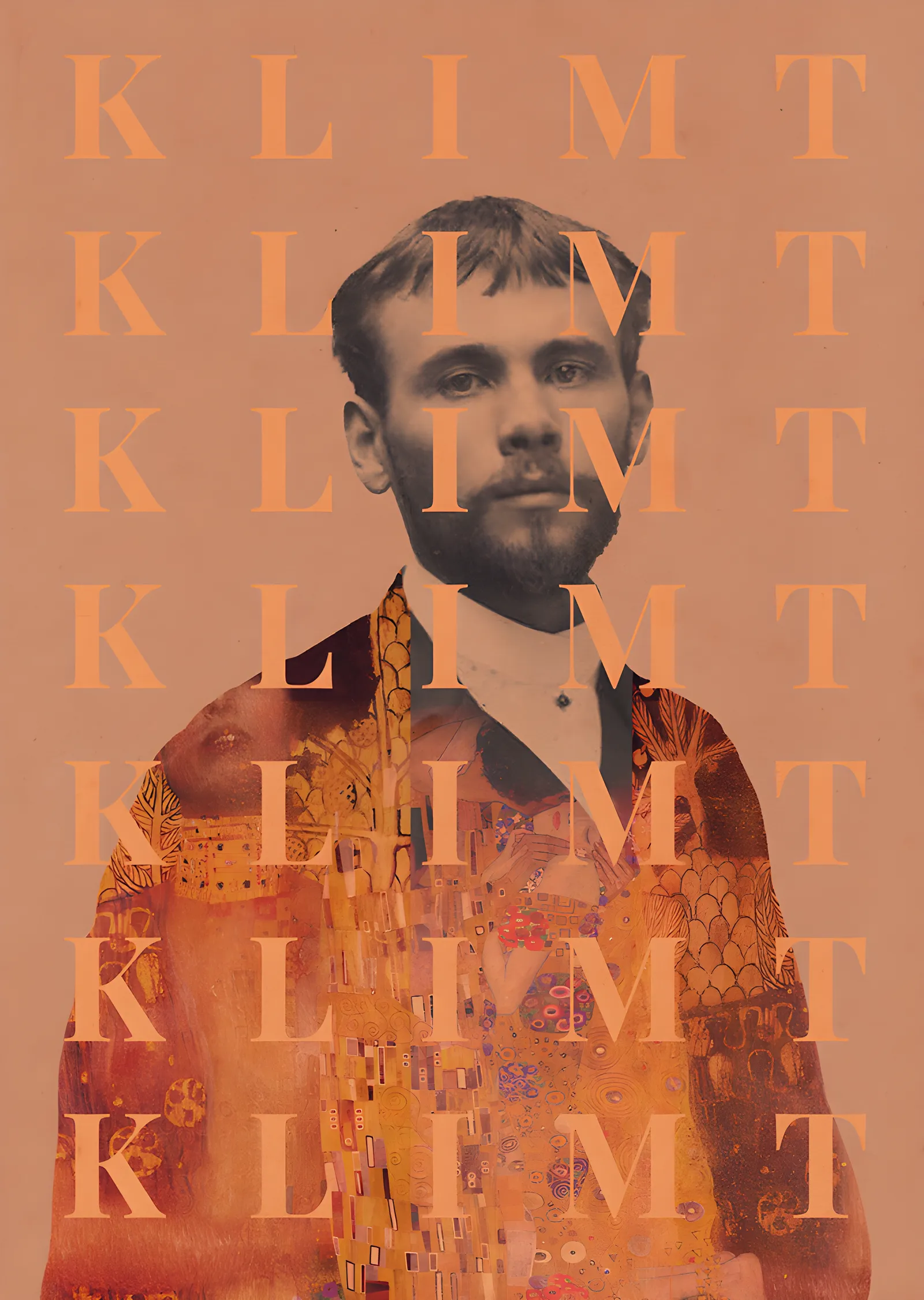 Gustav Klimt - Tekrarlı Tipografi metal tablo