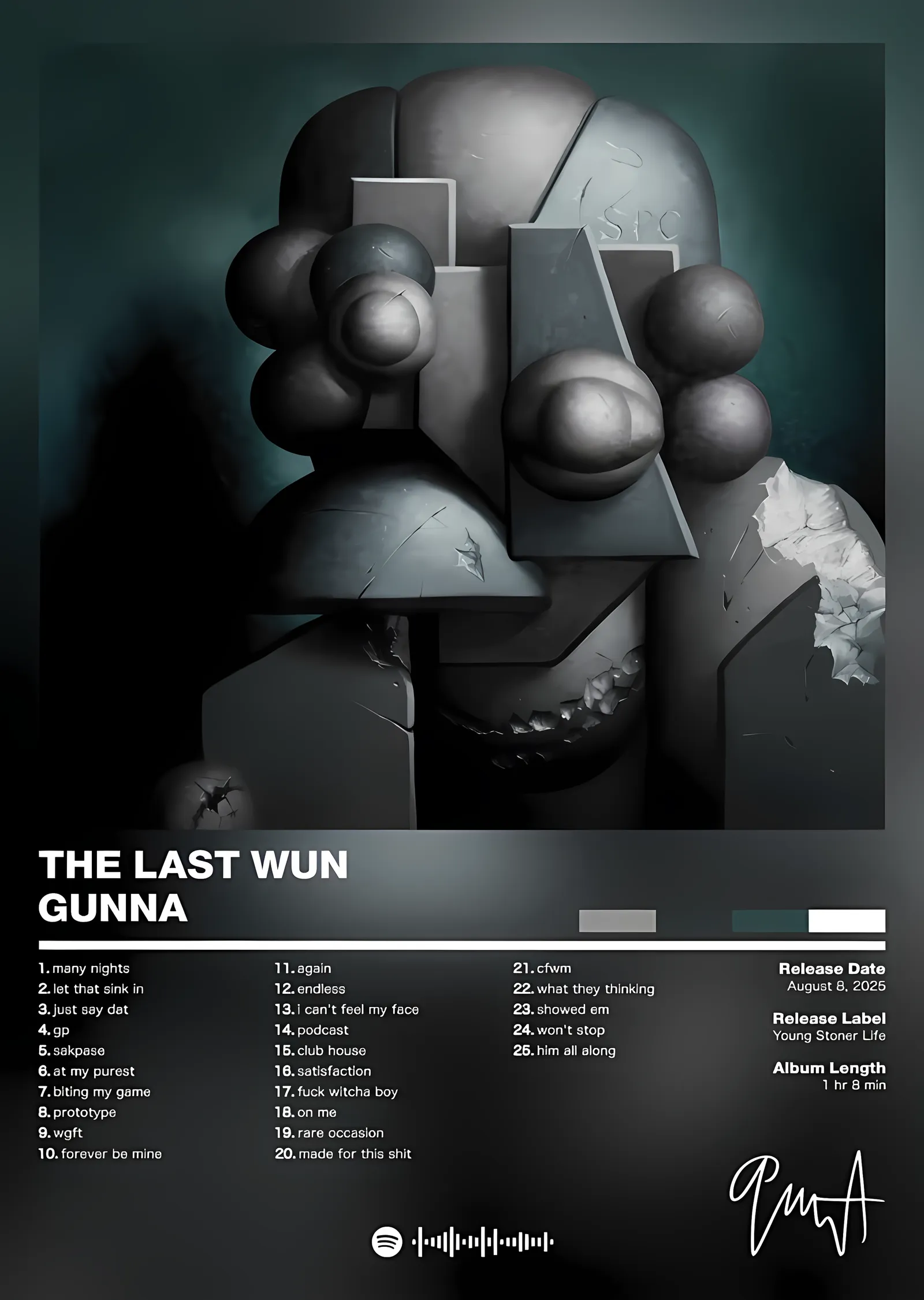 Gunna - The Last Wun metal tablo