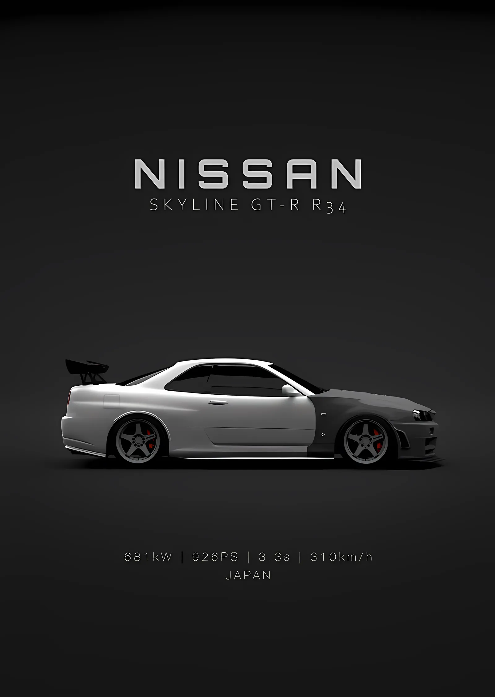Nissan Skyline GT-R R34 - Koyu Zemin metal tablo