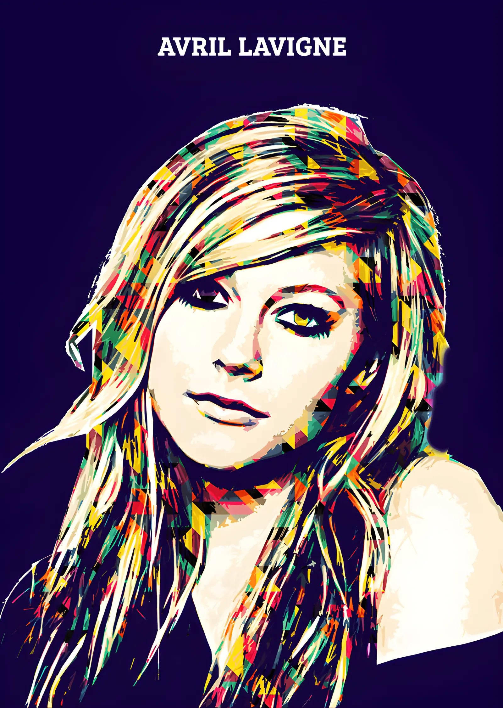 Avril Lavigne - Renk Bloklu Portre metal tablo