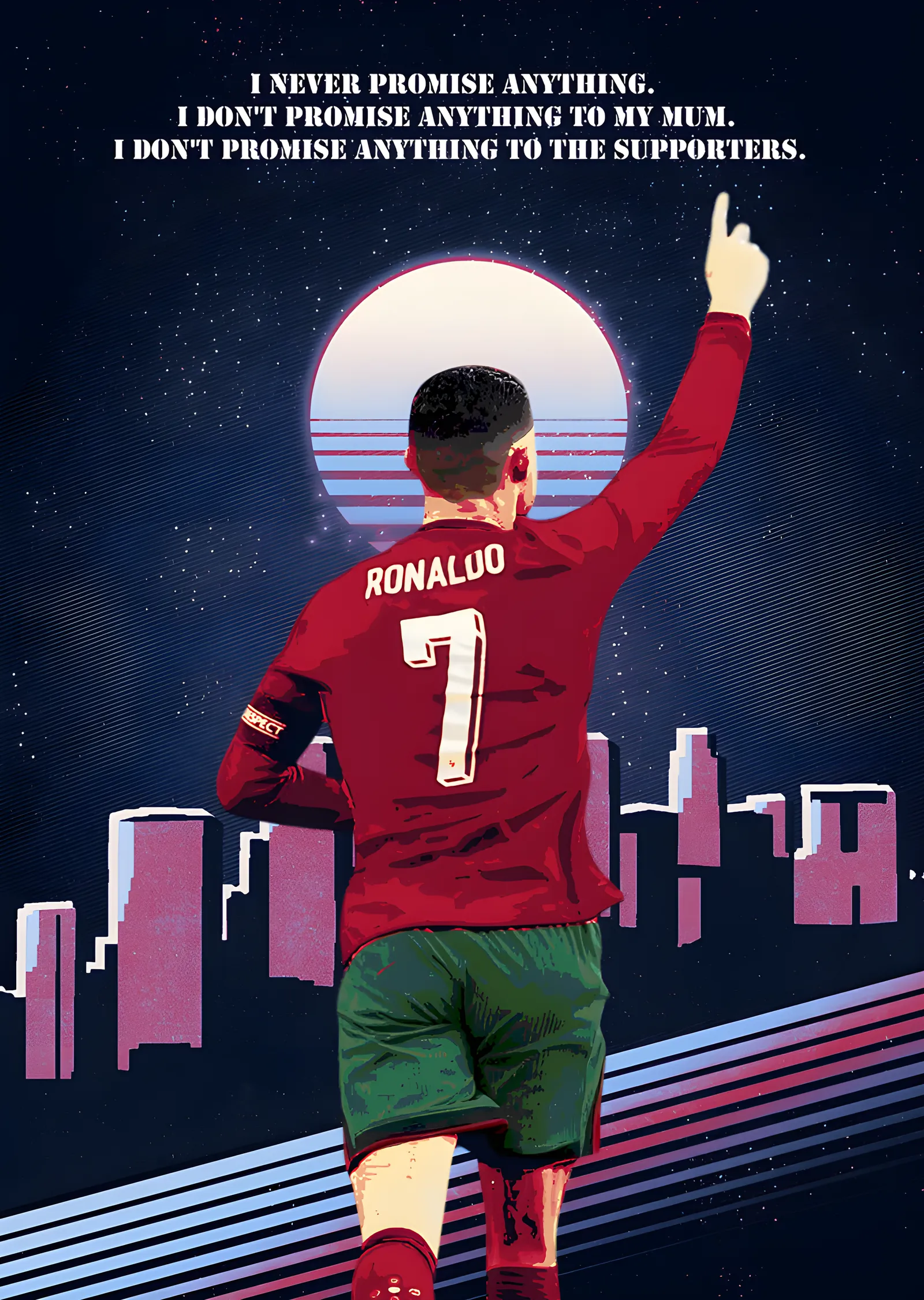 Cristiano Ronaldo - Retro Gece Silueti metal tablo
