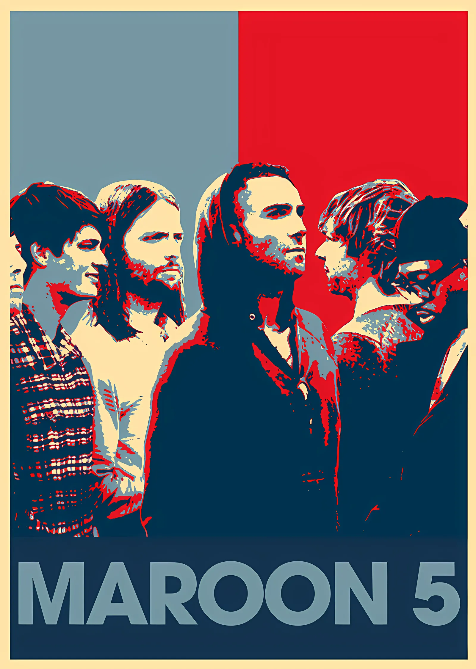 Maroon 5 - Retro Baskı Grup Afişi metal tablo