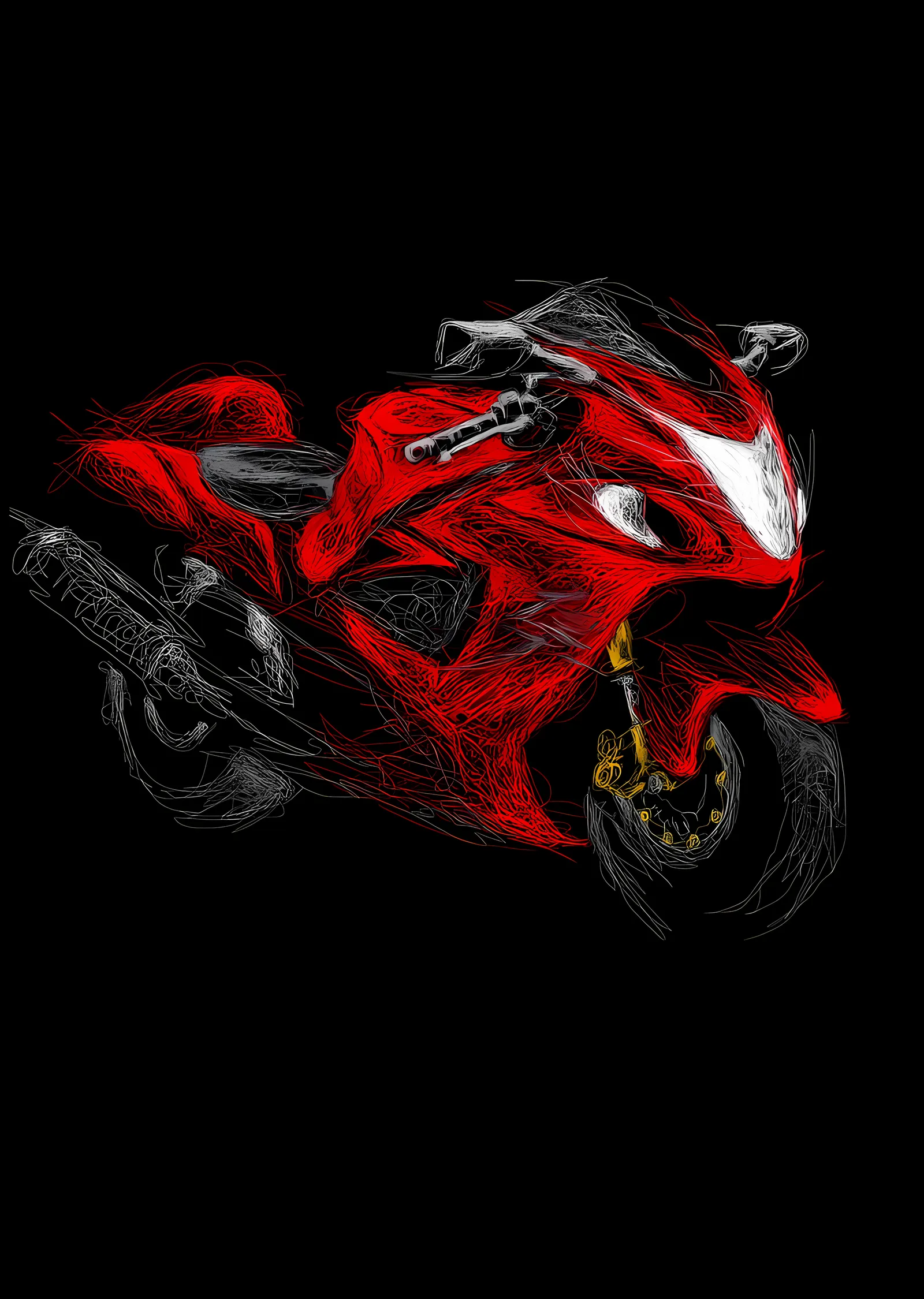 Kırmızı Motosiklet - Çizgi Işık metal tablo
