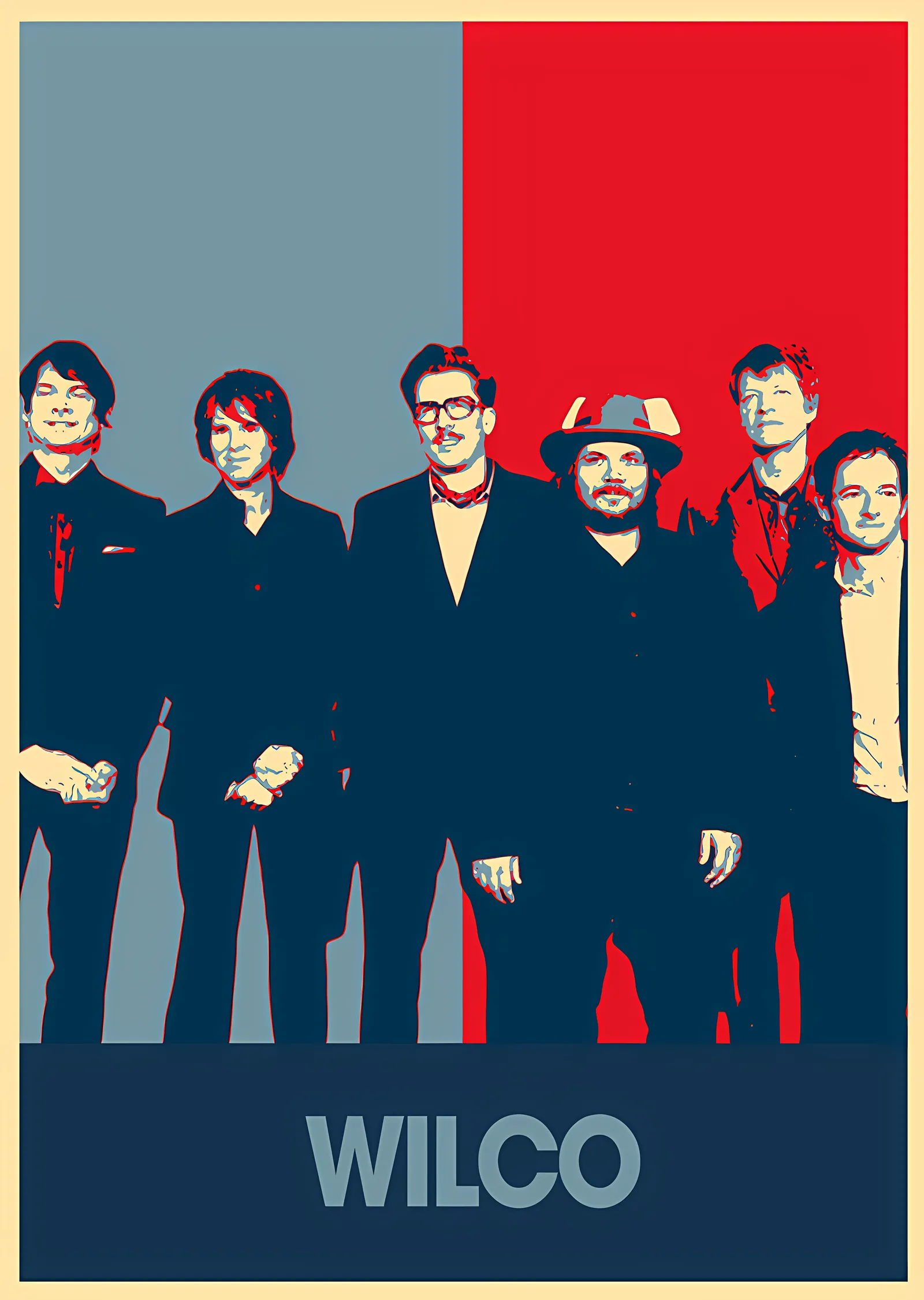 Wilco - Kırmızı Mavi Grup Karesi metal tablo
