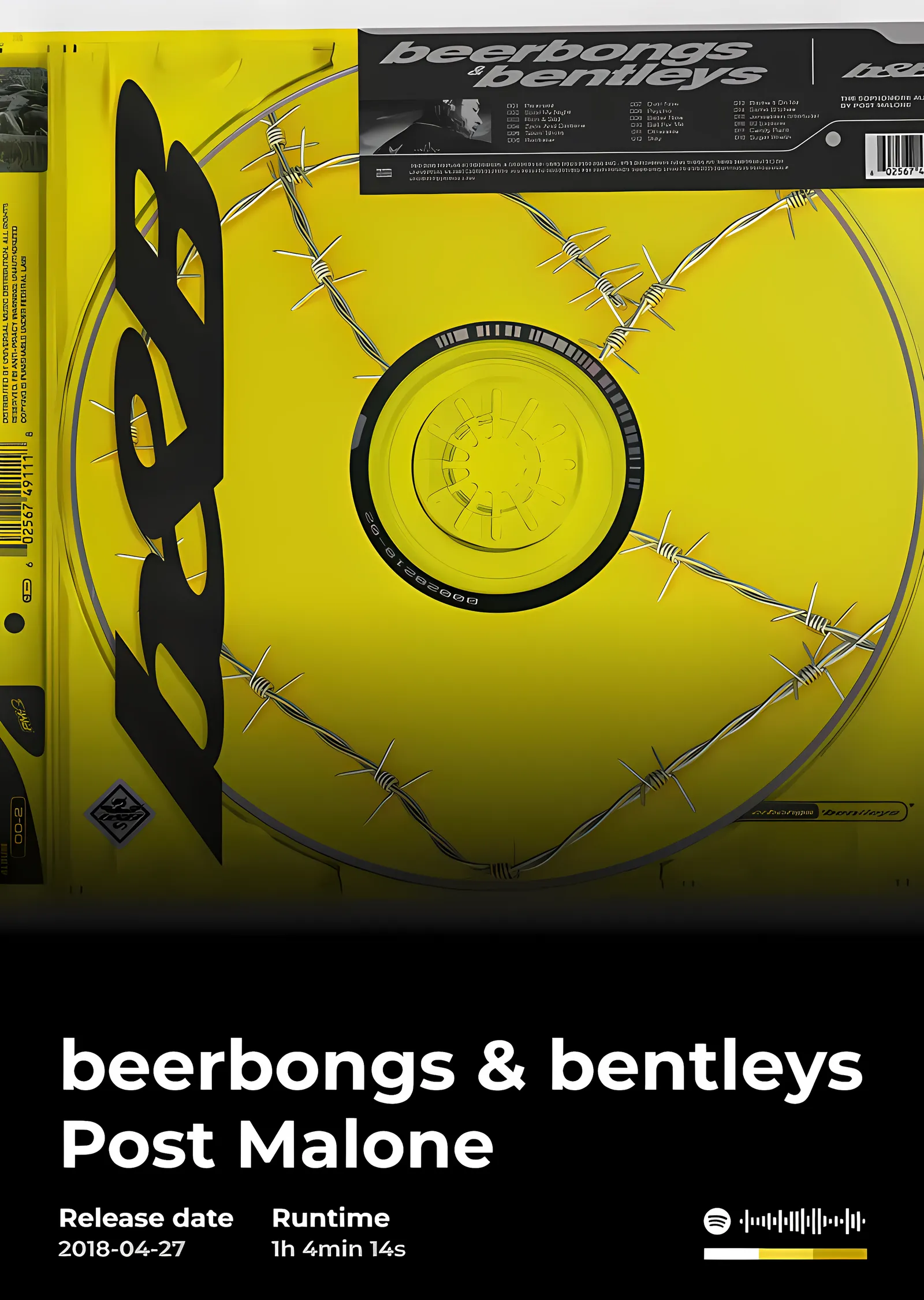 Post Malone - beerbongs & bentleys metal tablo