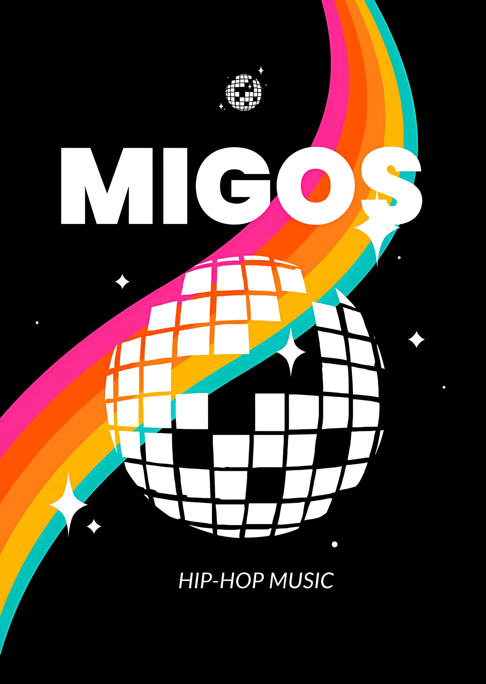 Migos - Disko Topu ve Gökkuşağı metal tablo