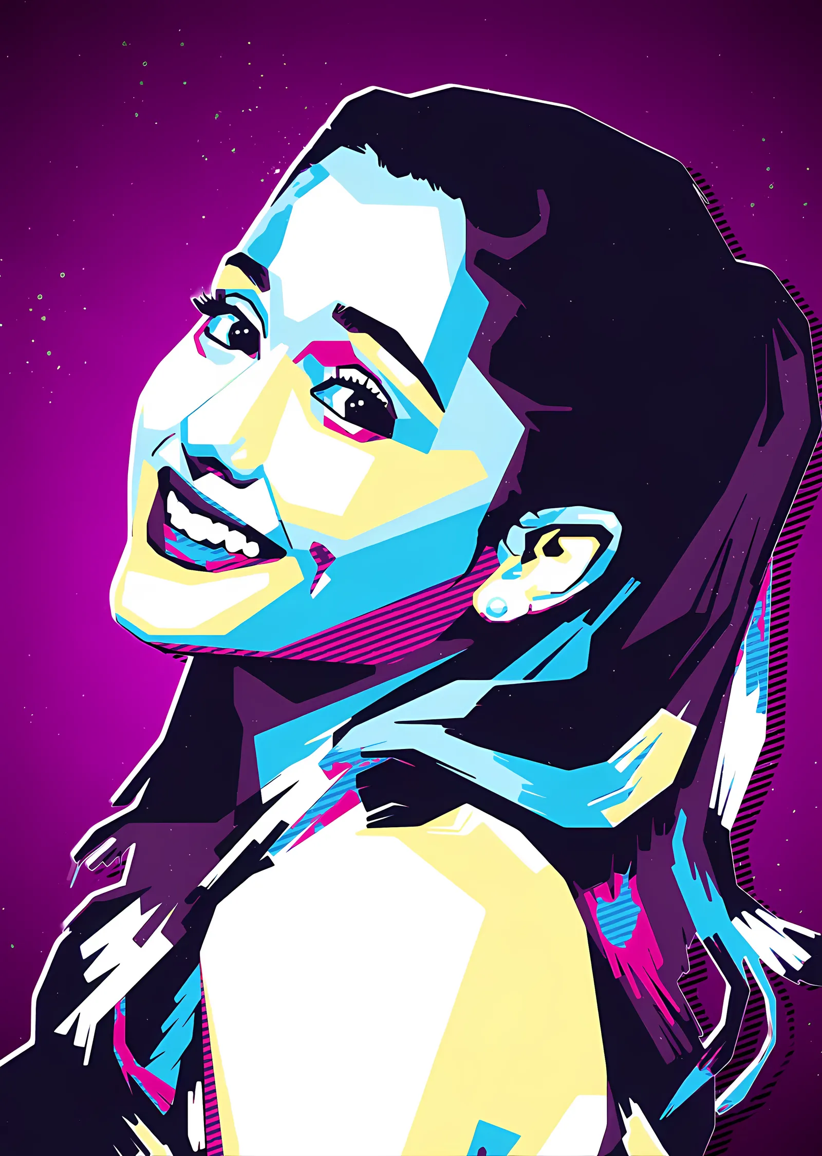 Ariana Grande - Macenta Turkuaz Pop Art metal tablo