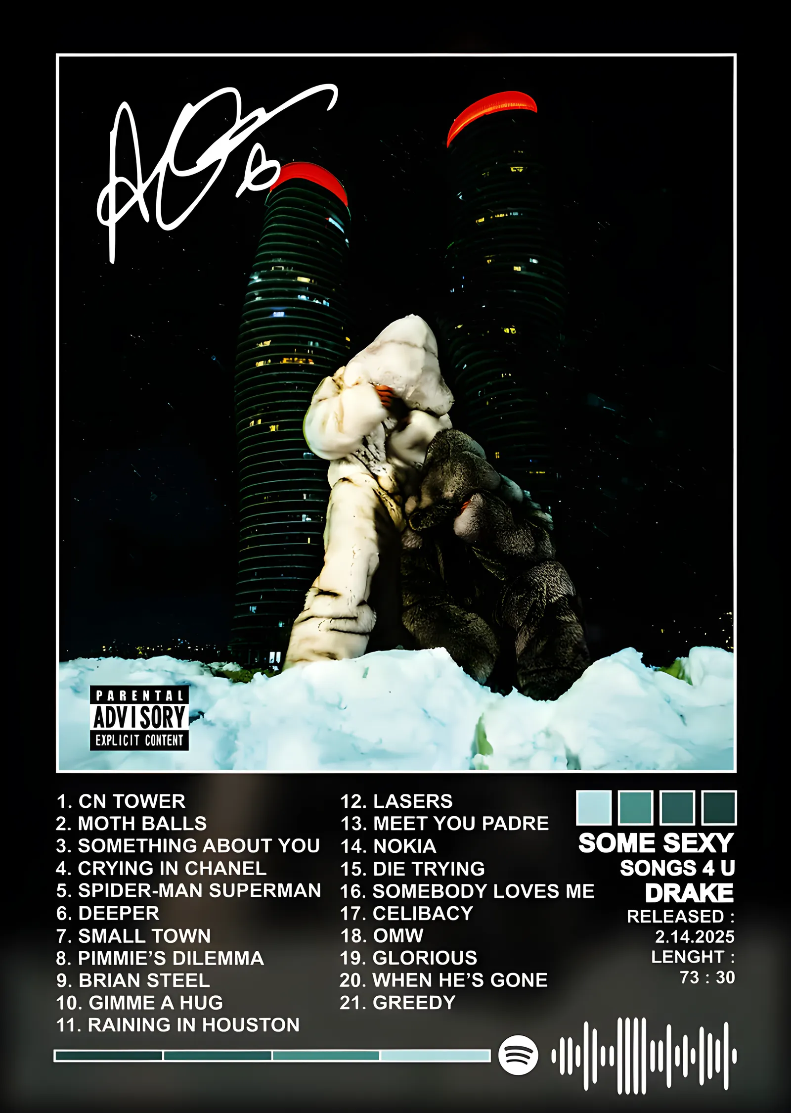 Drake - Some Sexy Songs 4 U metal tablo