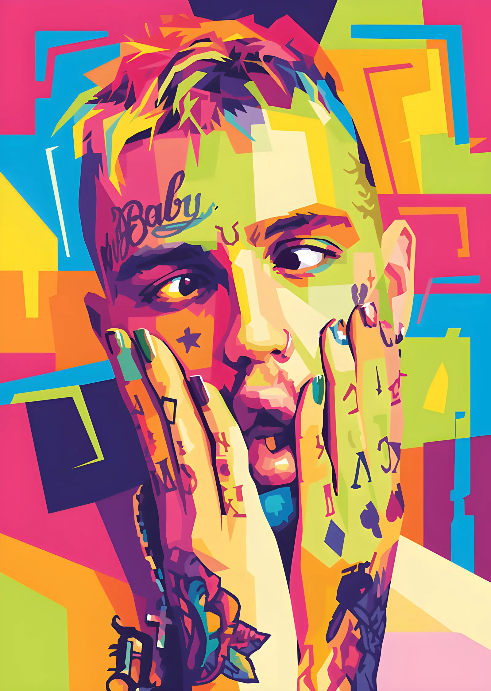 Renkli WPAP Portre metal tablo