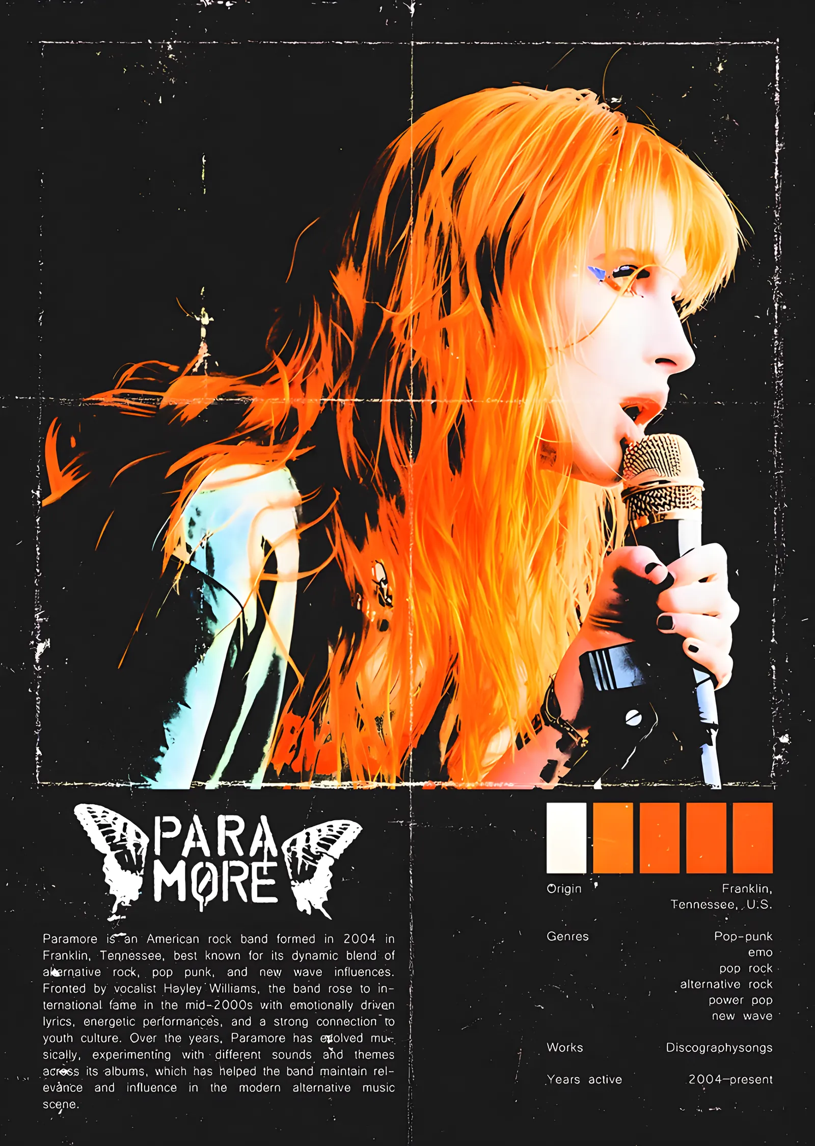 Paramore - Turuncu Saç Künye Afişi metal tablo