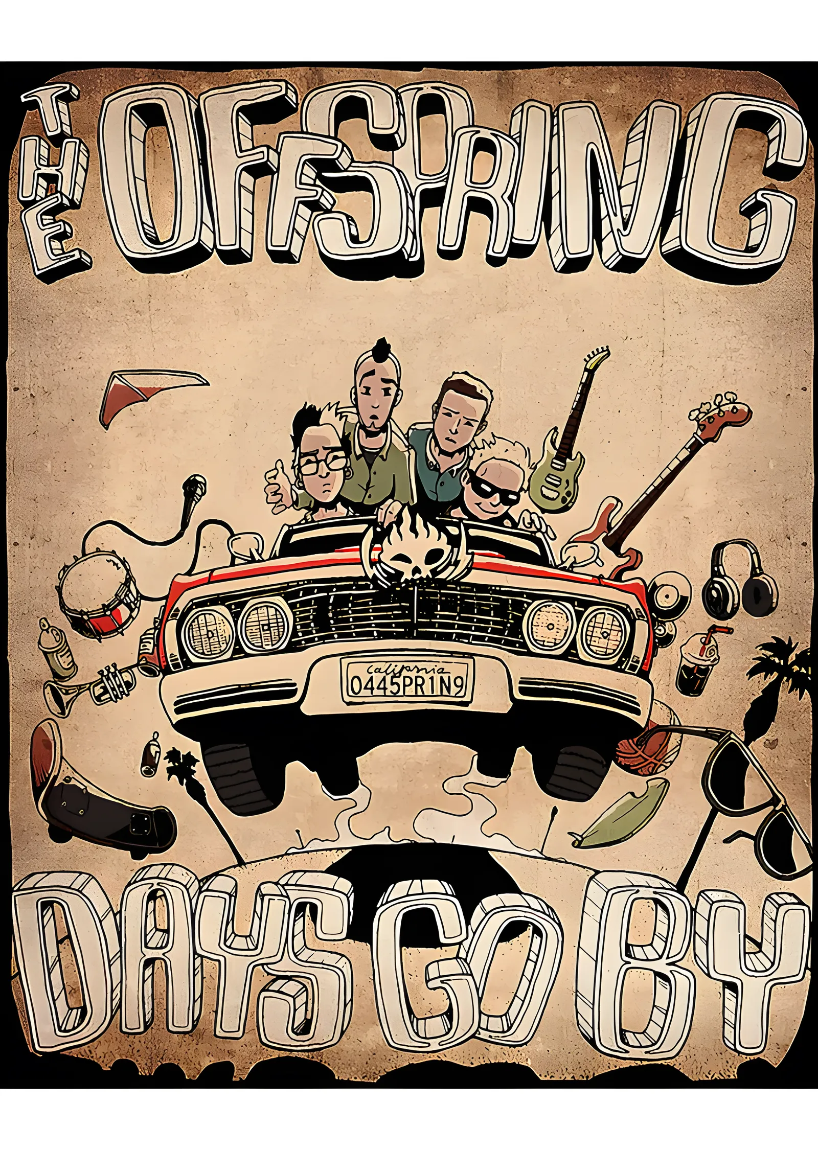 The Offspring - Days Go By Karikatür Araba metal tablo