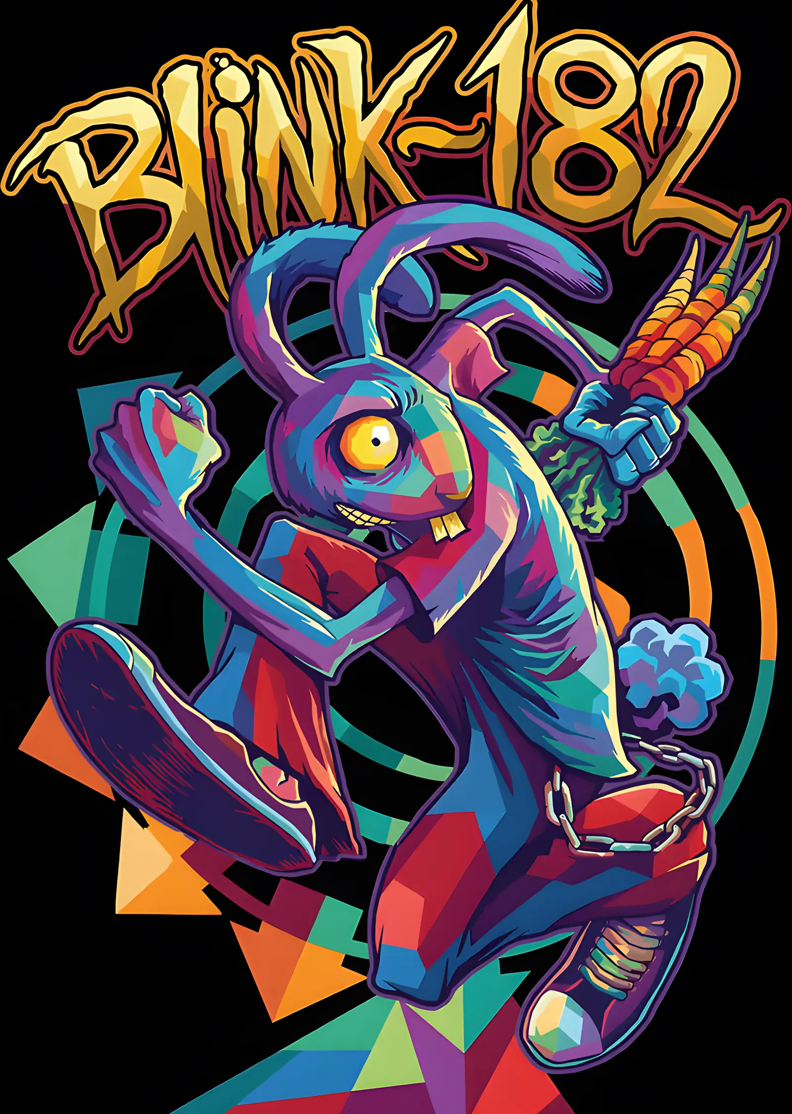 Blink-182 - Renkli Geometrik Tavşan metal tablo