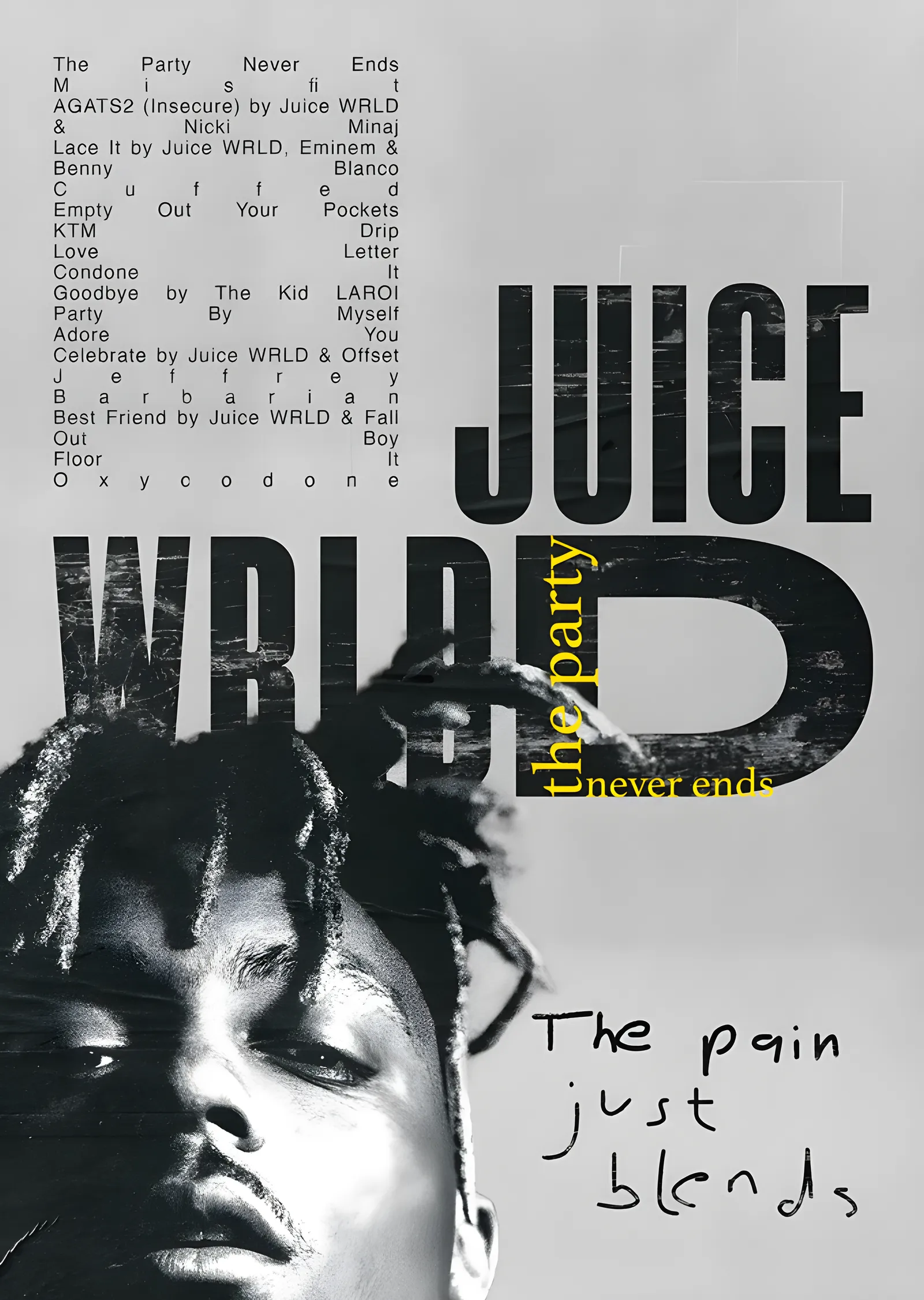 Juice WRLD - Tipografik Künye metal tablo