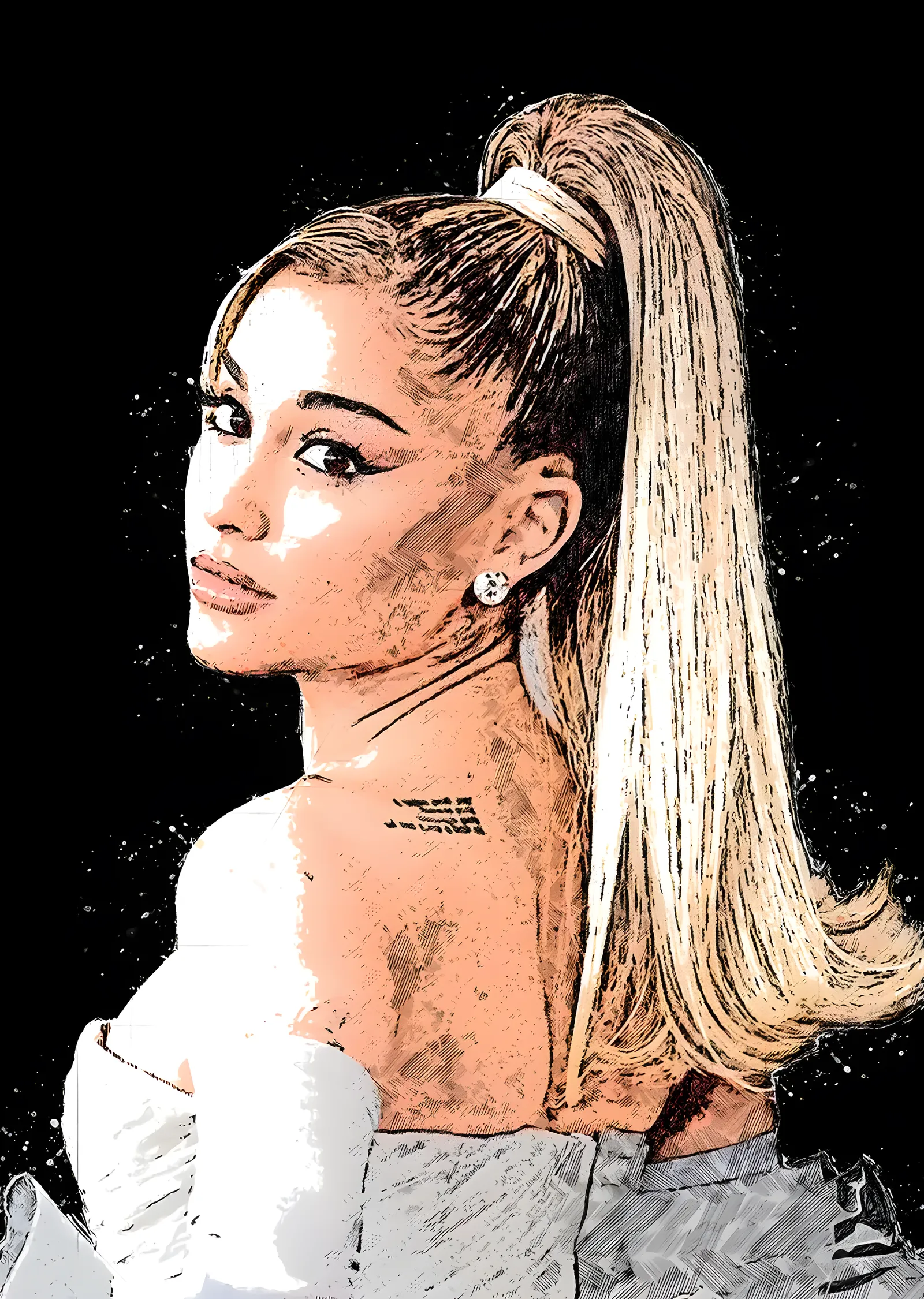 Ariana Grande - Eskiz Portre metal tablo