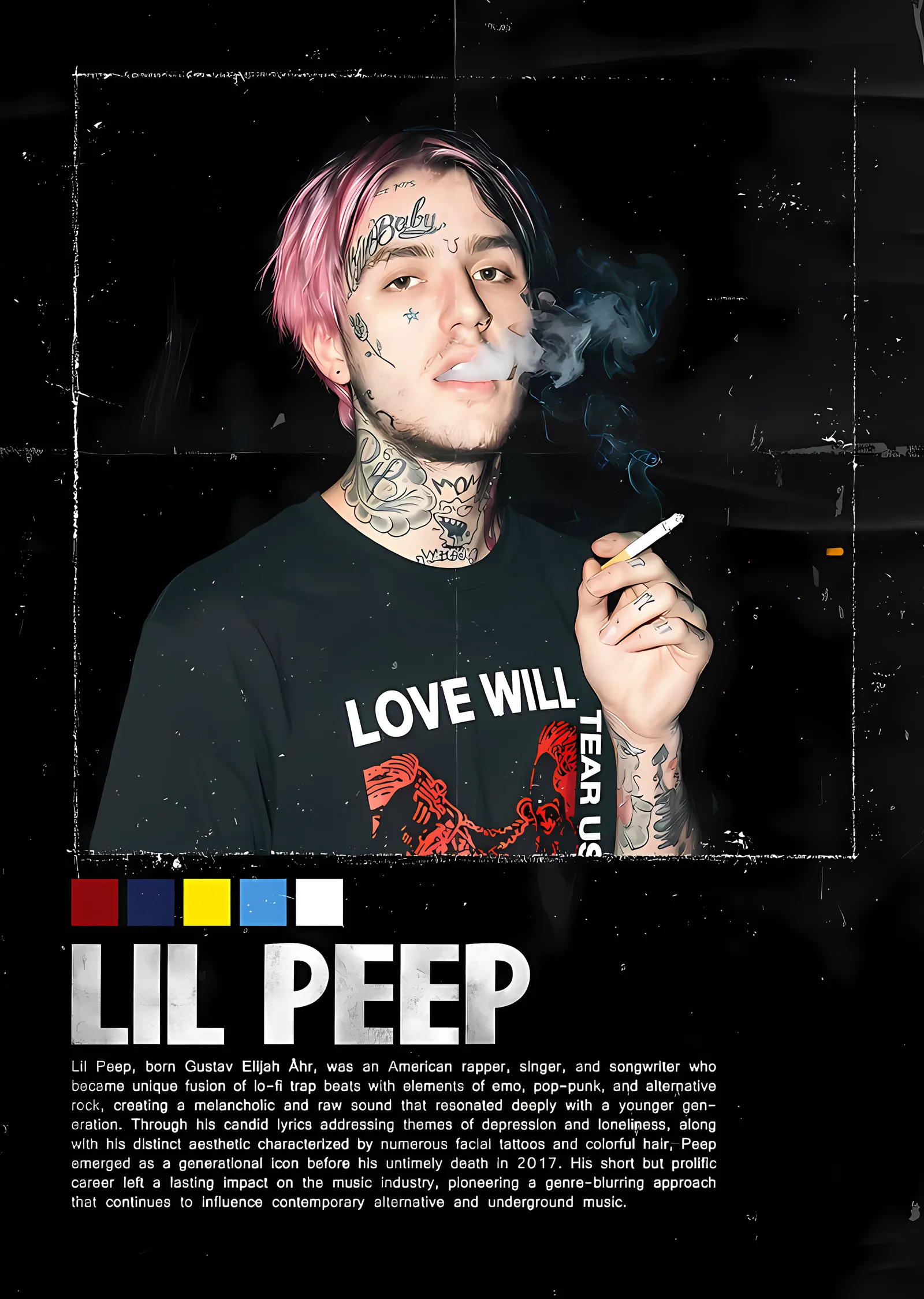 Lil Peep - Grenli Künye Portre metal tablo
