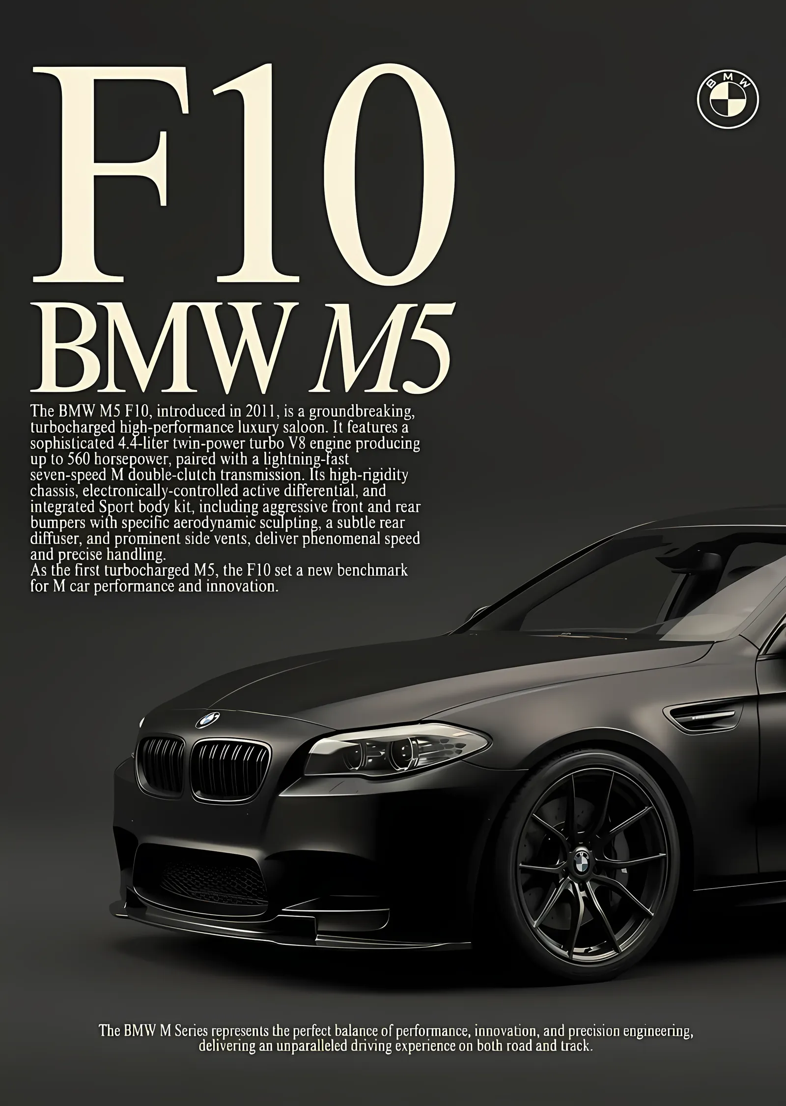 BMW M5 F10 · Yakın Plan Mat Gövde metal tablo