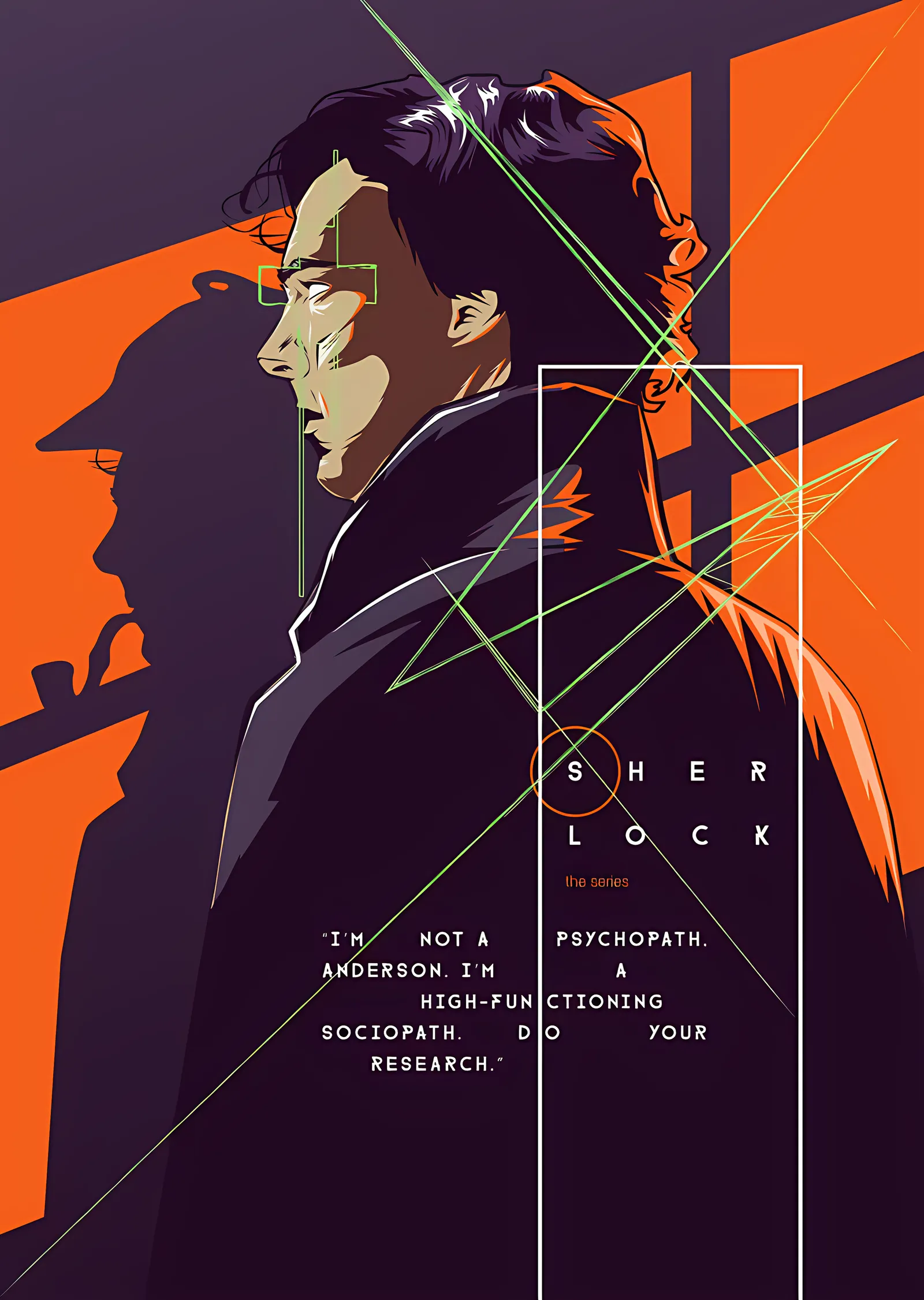 Sherlock - Turuncu Mor Profil Afişi metal tablo