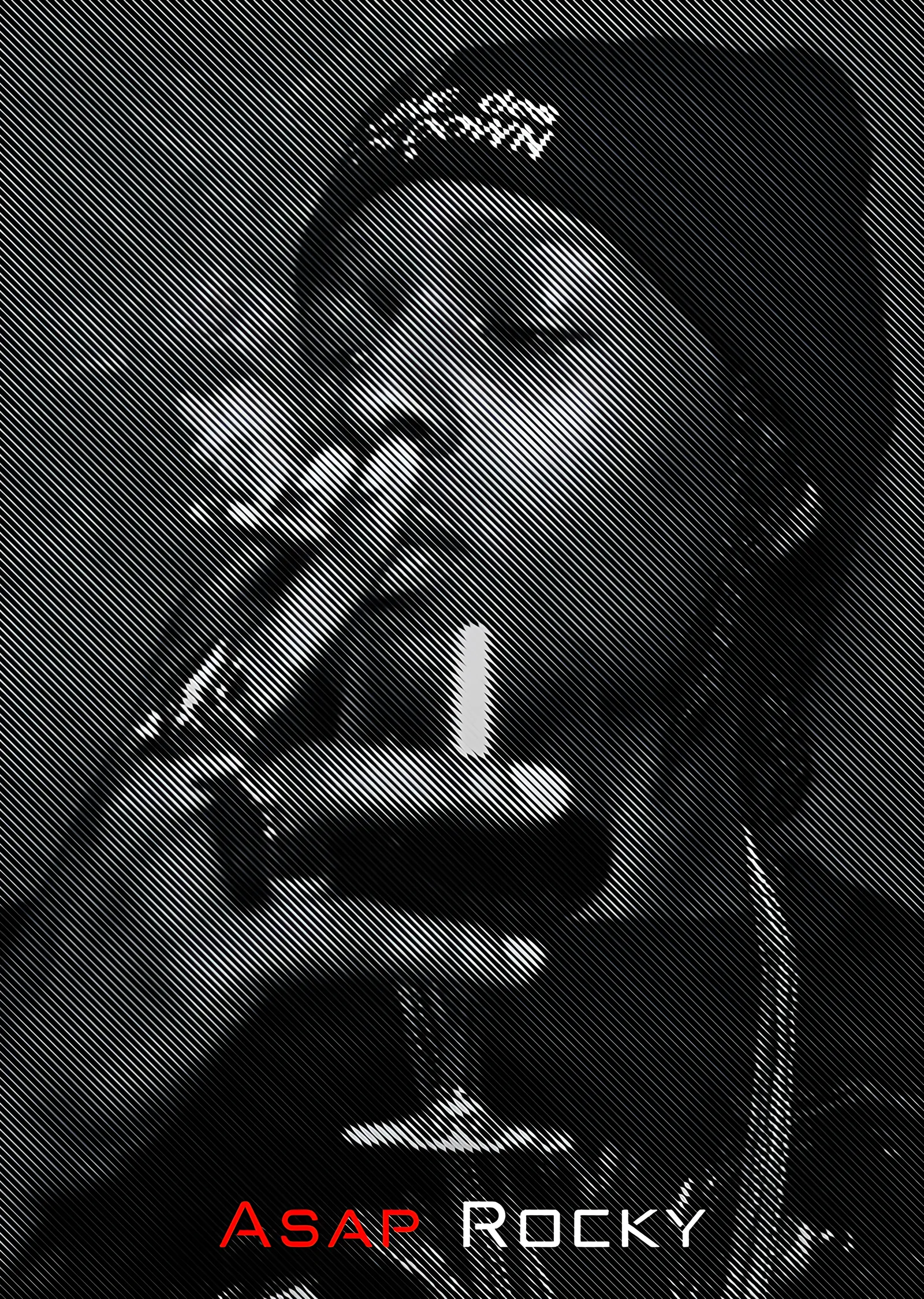 ASAP Rocky - Siyah Beyaz Yakın Portre metal tablo