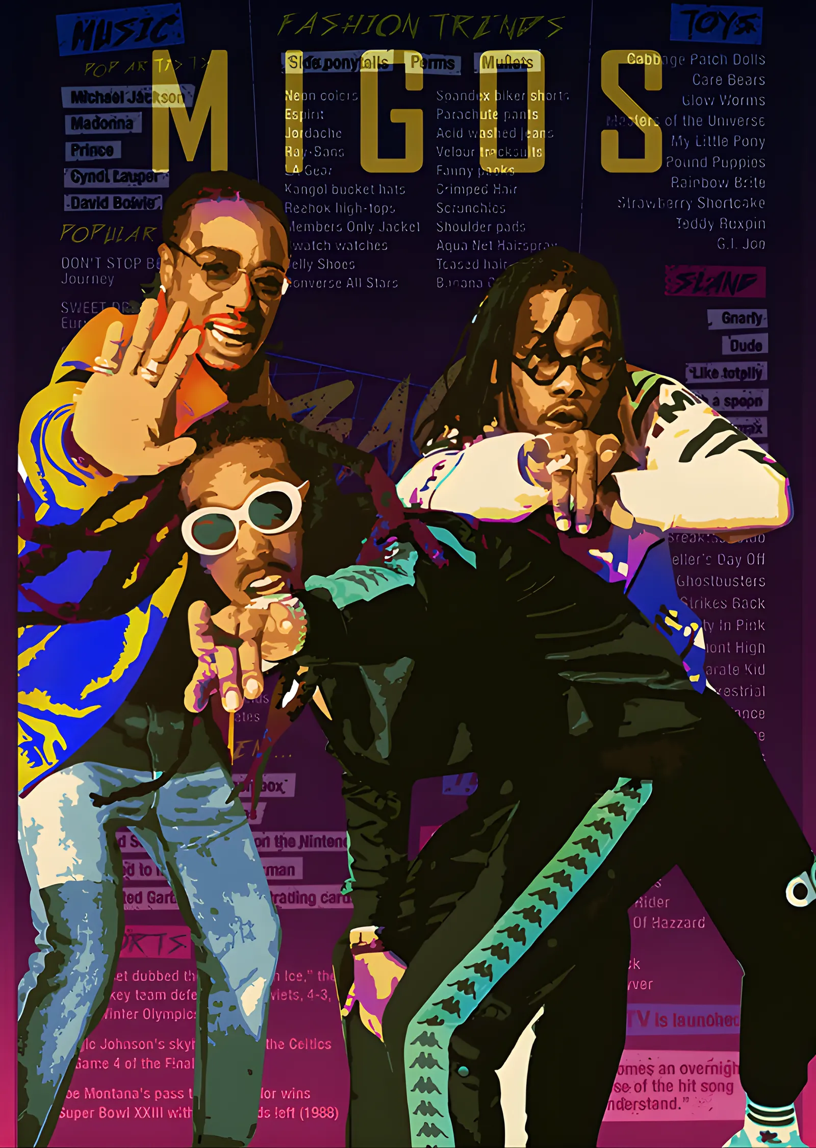 Migos - Dergi Kapağı Kolajı metal tablo