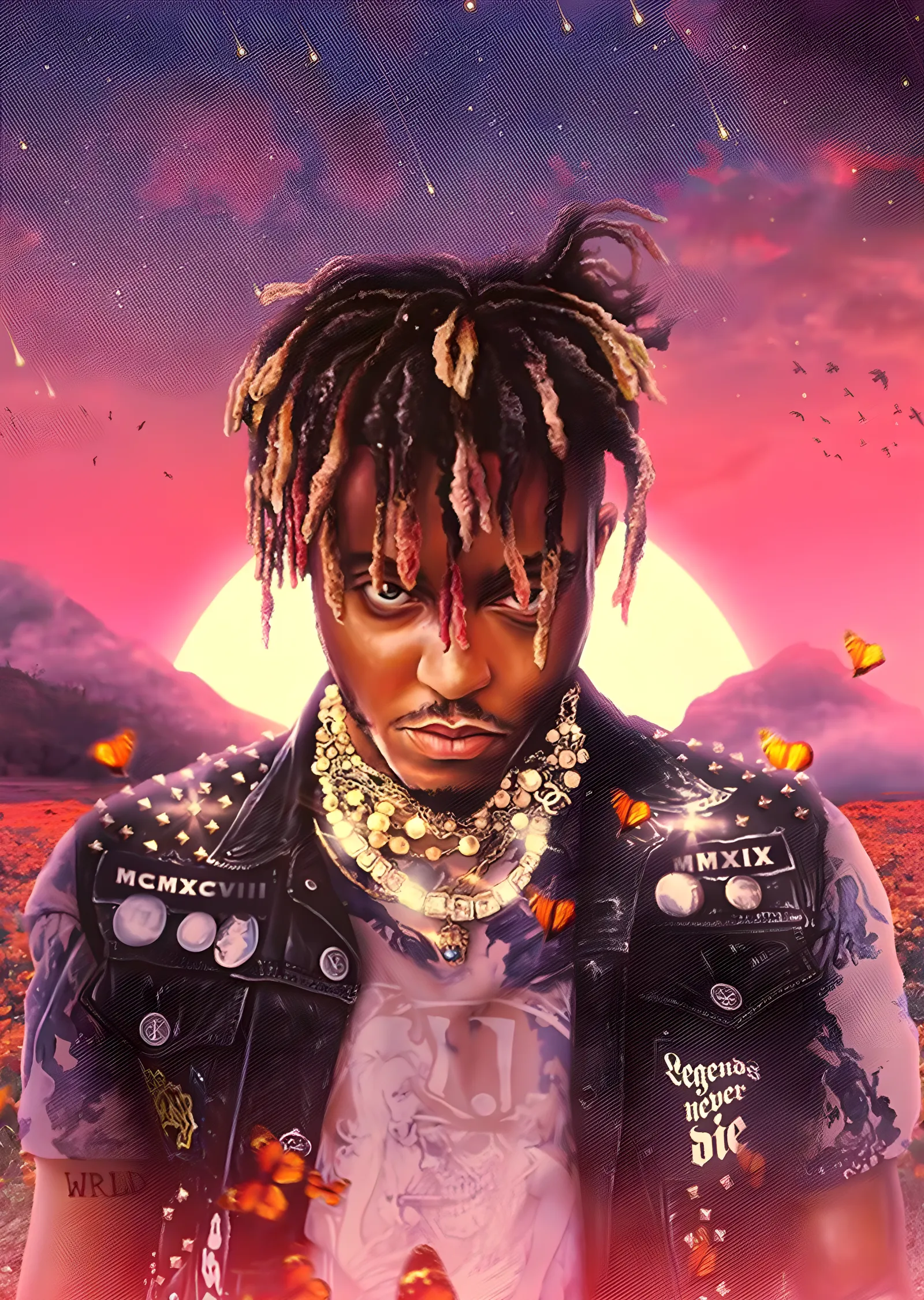 Juice WRLD - Kızıl Gün Batımı Portresi metal tablo