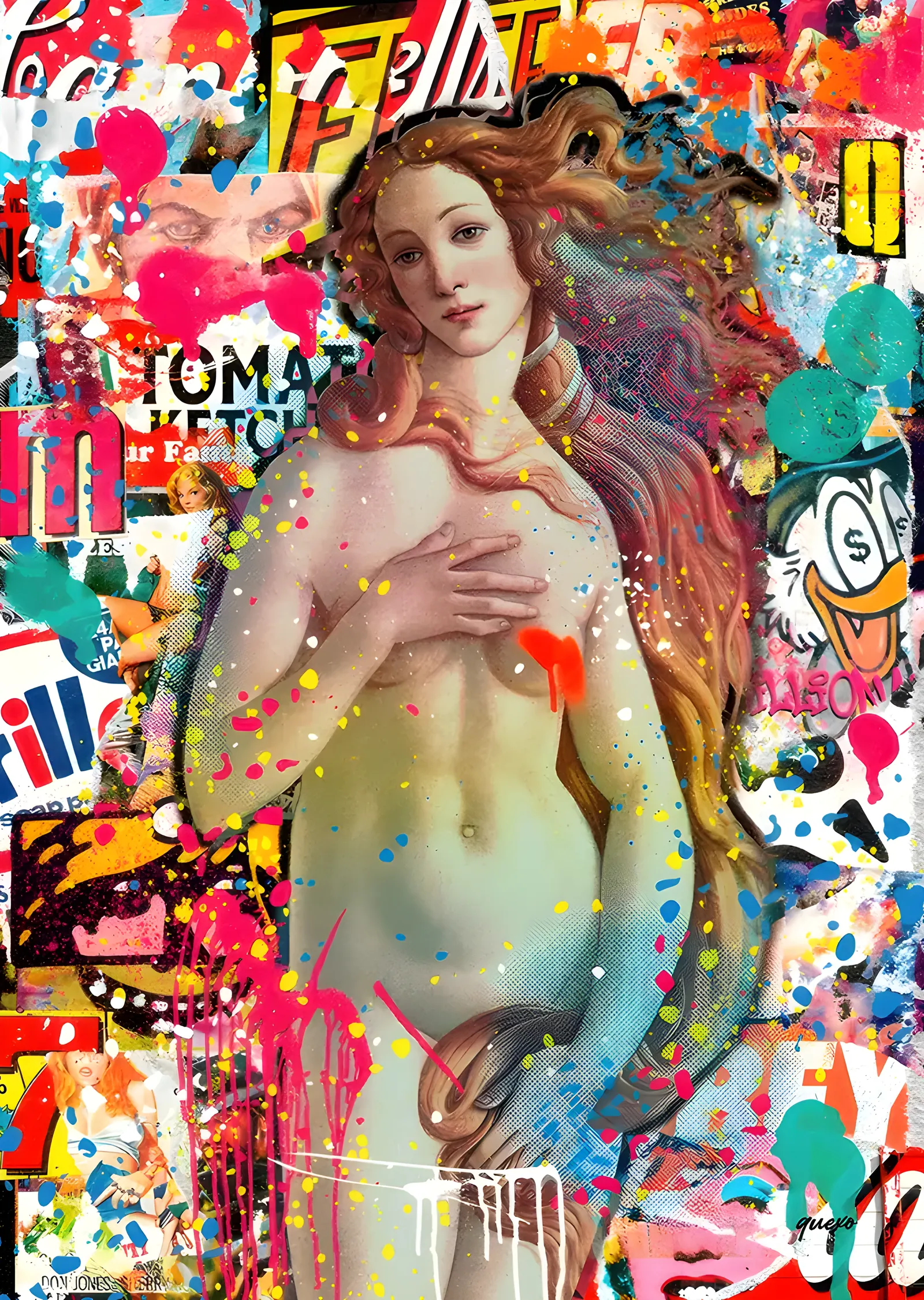 Botticelli Venüs Pop Art Kolaj metal tablo