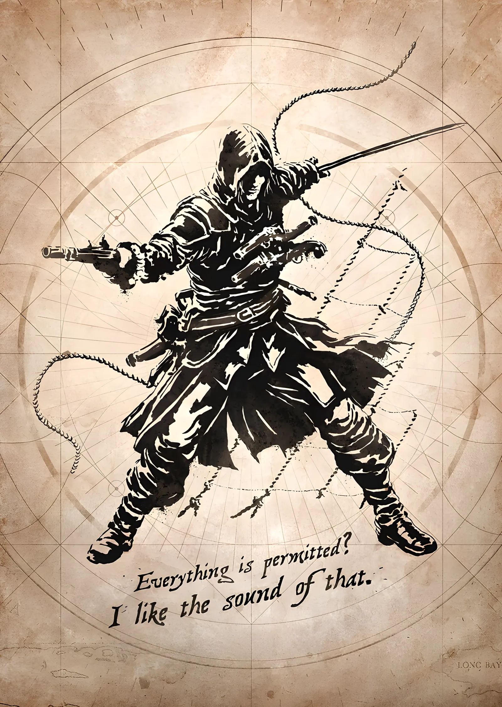 Assassin's Creed - Eskiz Zeminde Suikastçı metal tablo