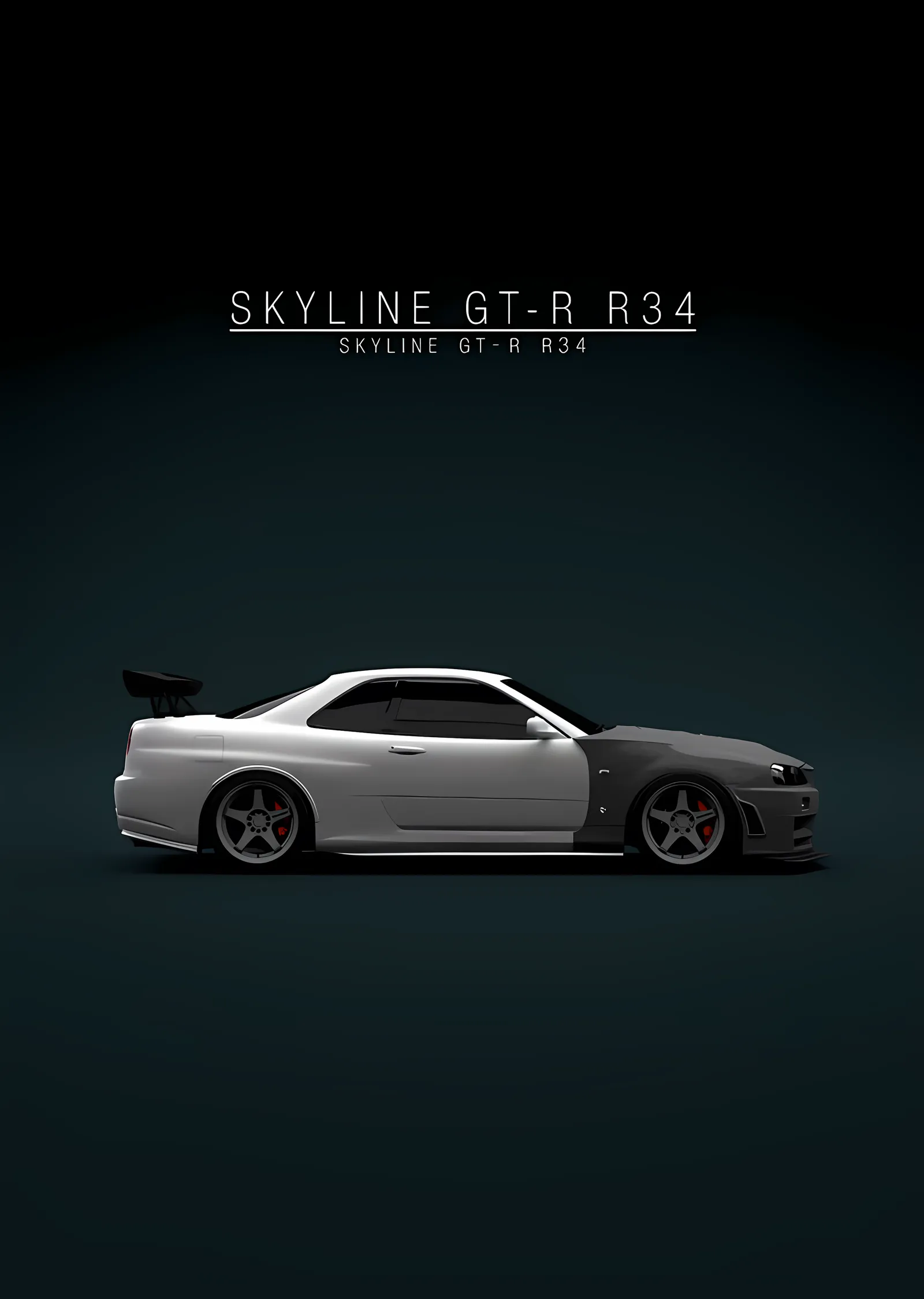 Nissan Skyline GT-R R34 - Turkuaz Zemin metal tablo