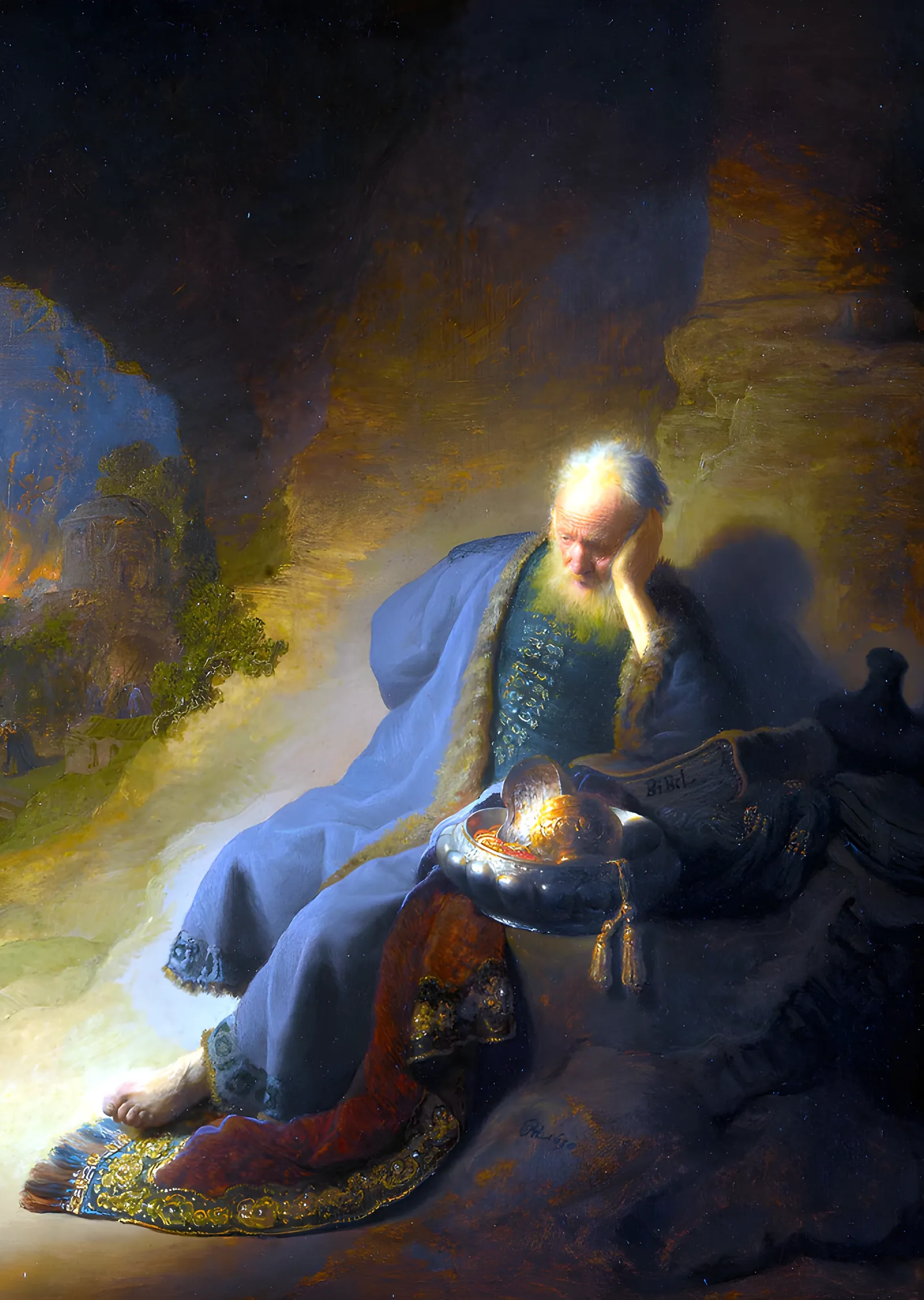 Yeremya'nın Ağıdı - Yanan Kudüs - Rembrandt metal tablo