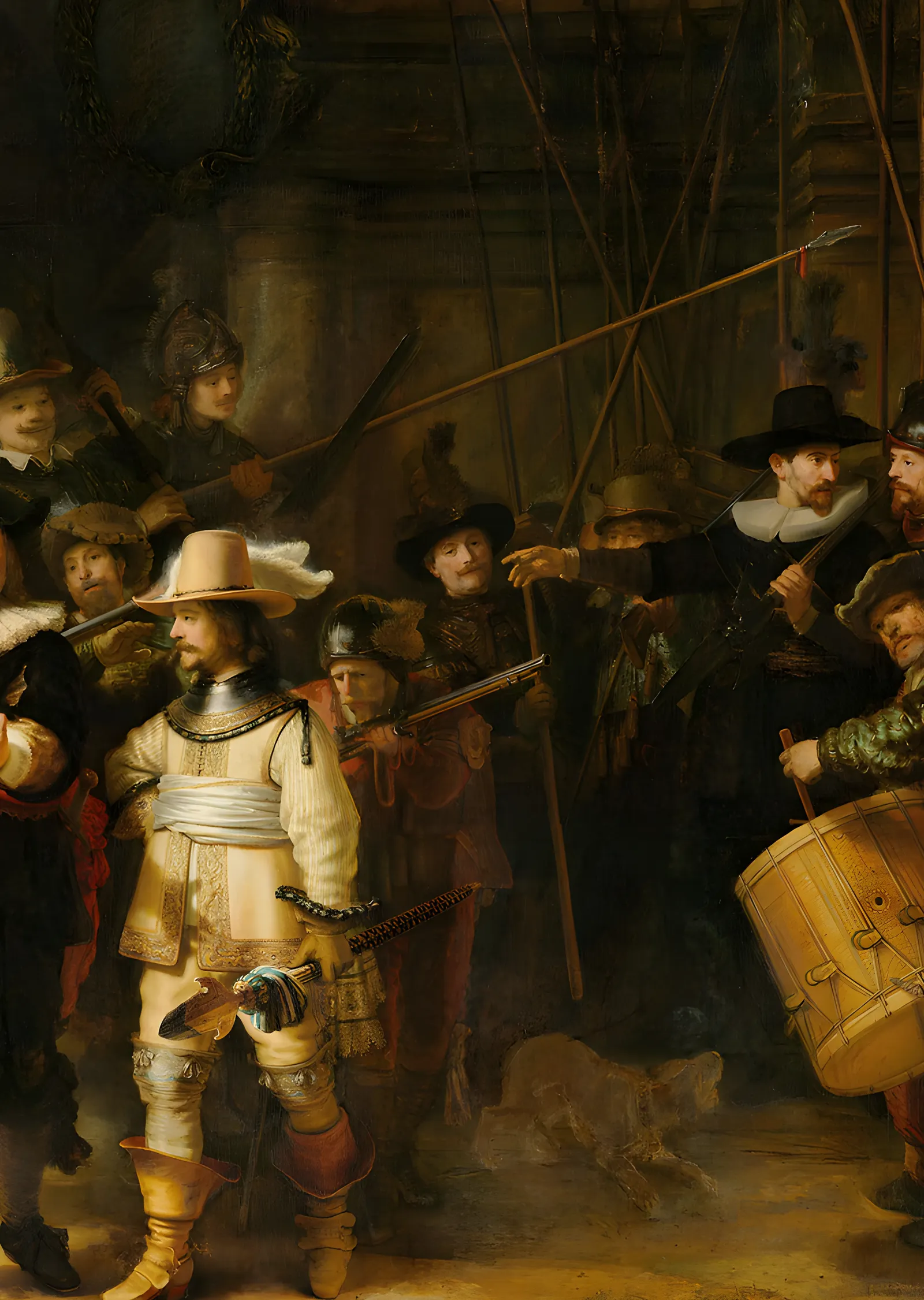 Gece Devriyesi - Sarı Kaftanlı Teğmen - Rembrandt metal tablo