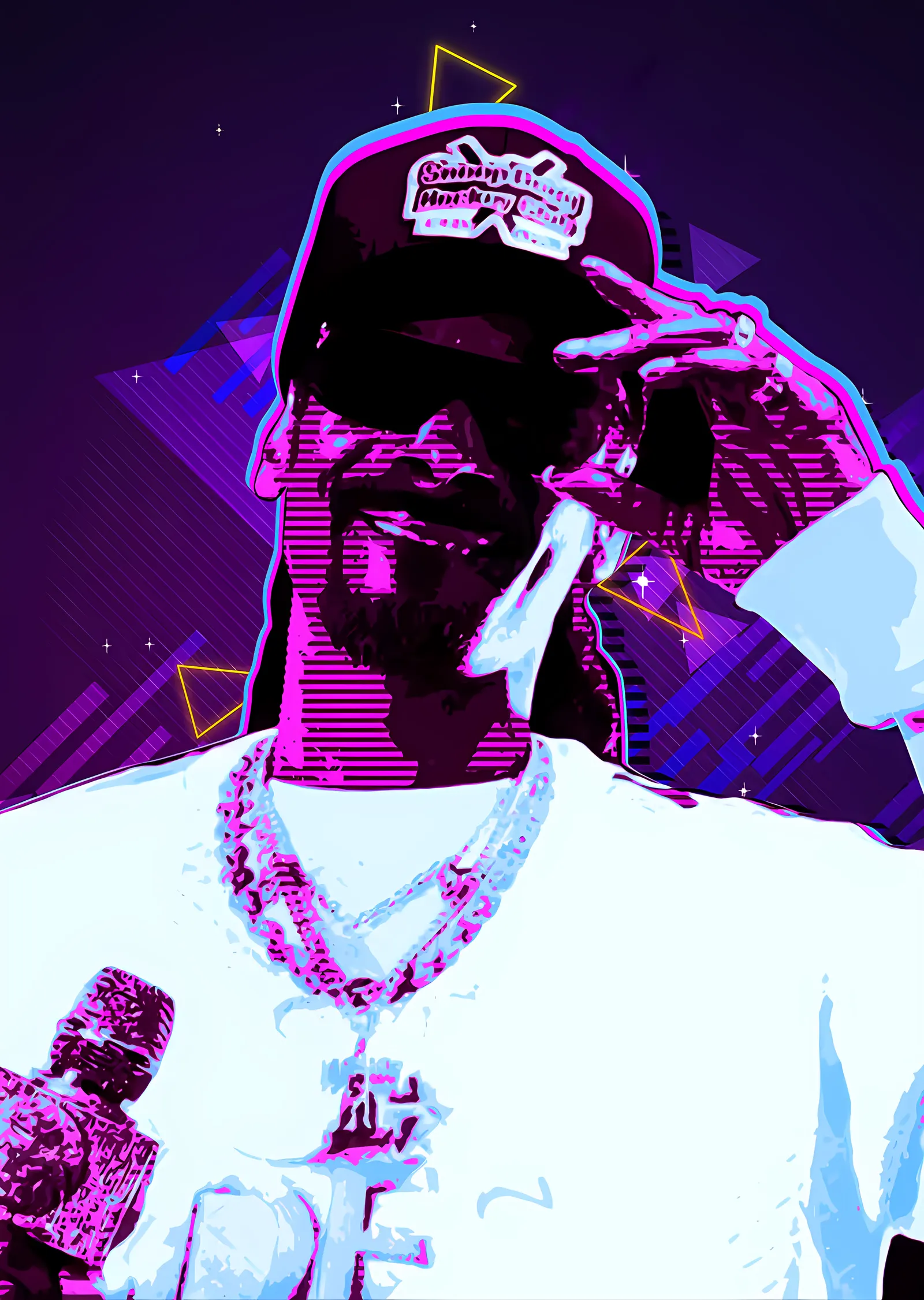 Snoop Dogg - Neon Mor Retro Portre metal tablo