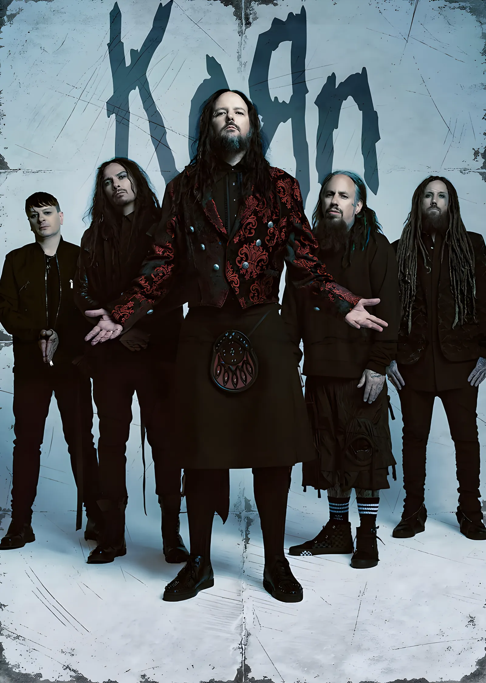 Korn - Beyaz Fonda Grup Karesi metal tablo