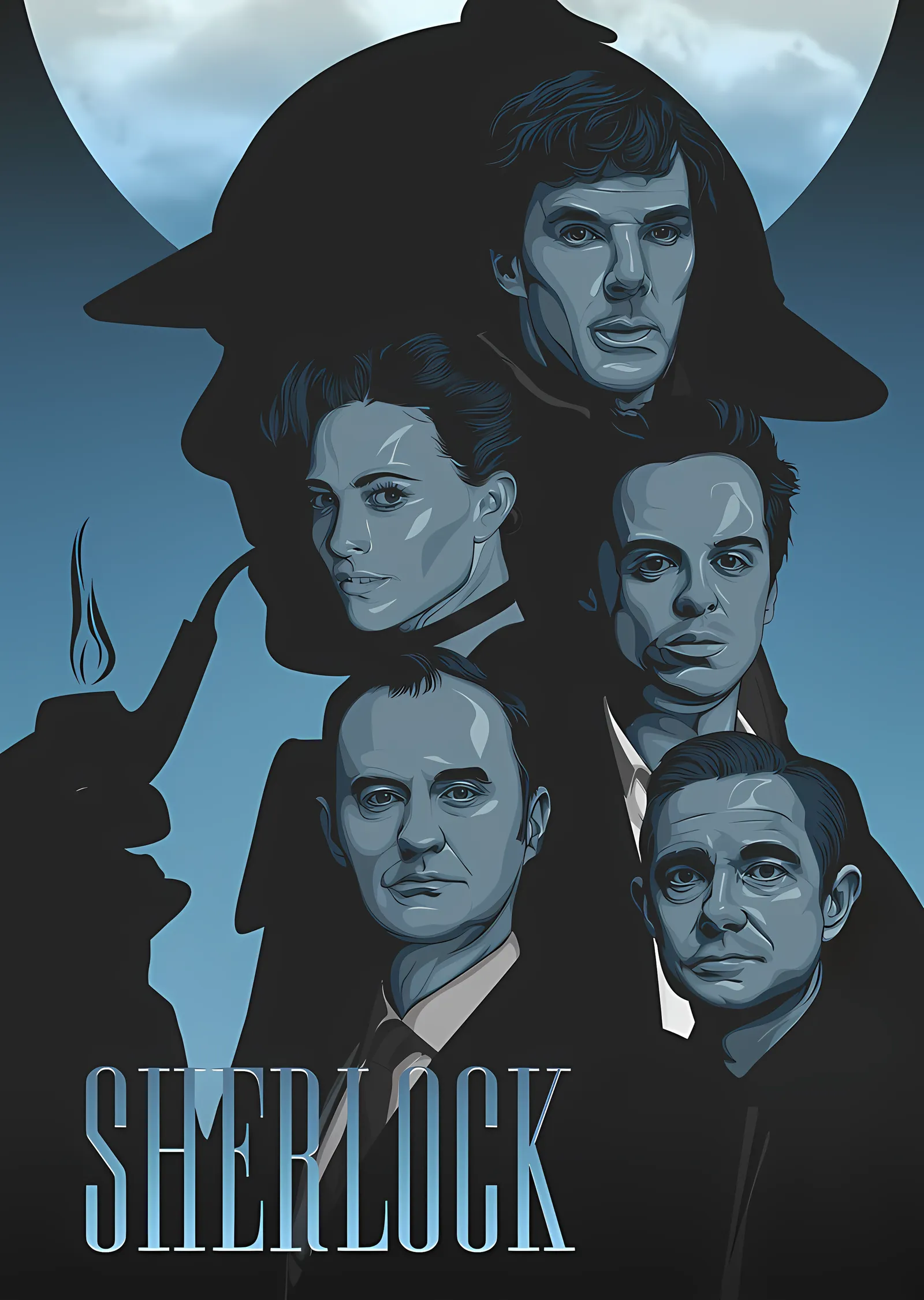 Sherlock - Kadro İllüstrasyonu metal tablo