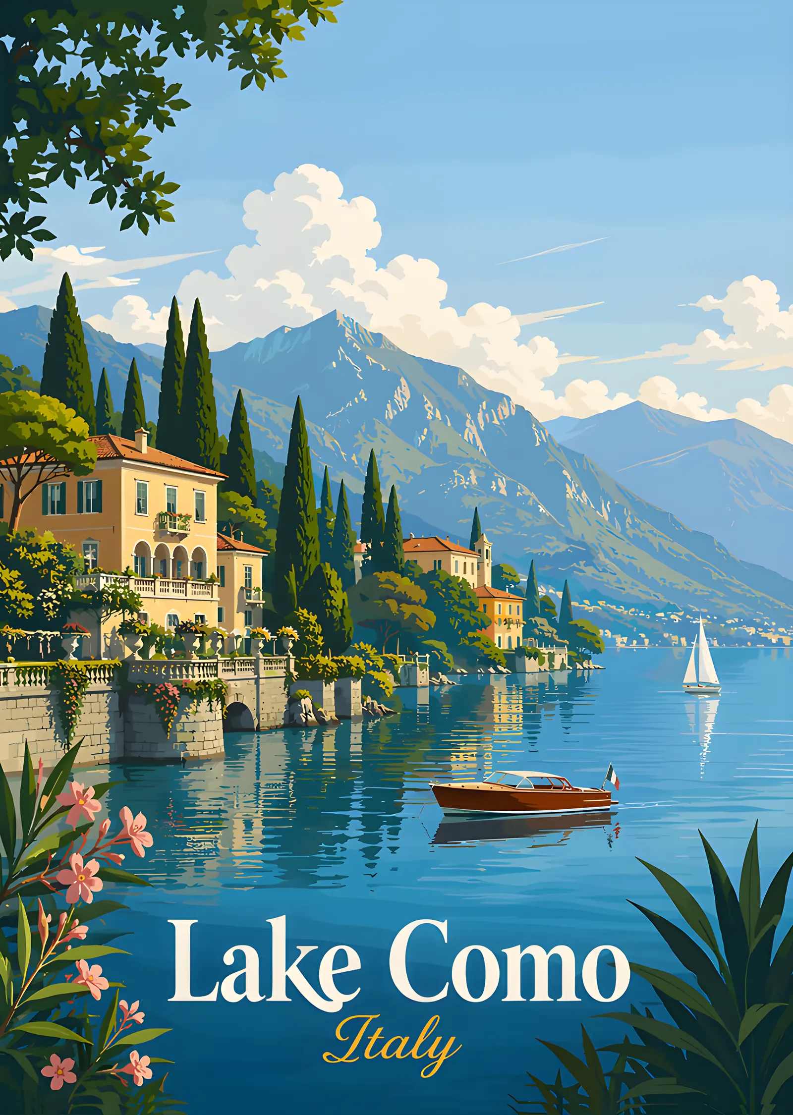 Lake Como - Vintage Seyahat Afişi metal tablo