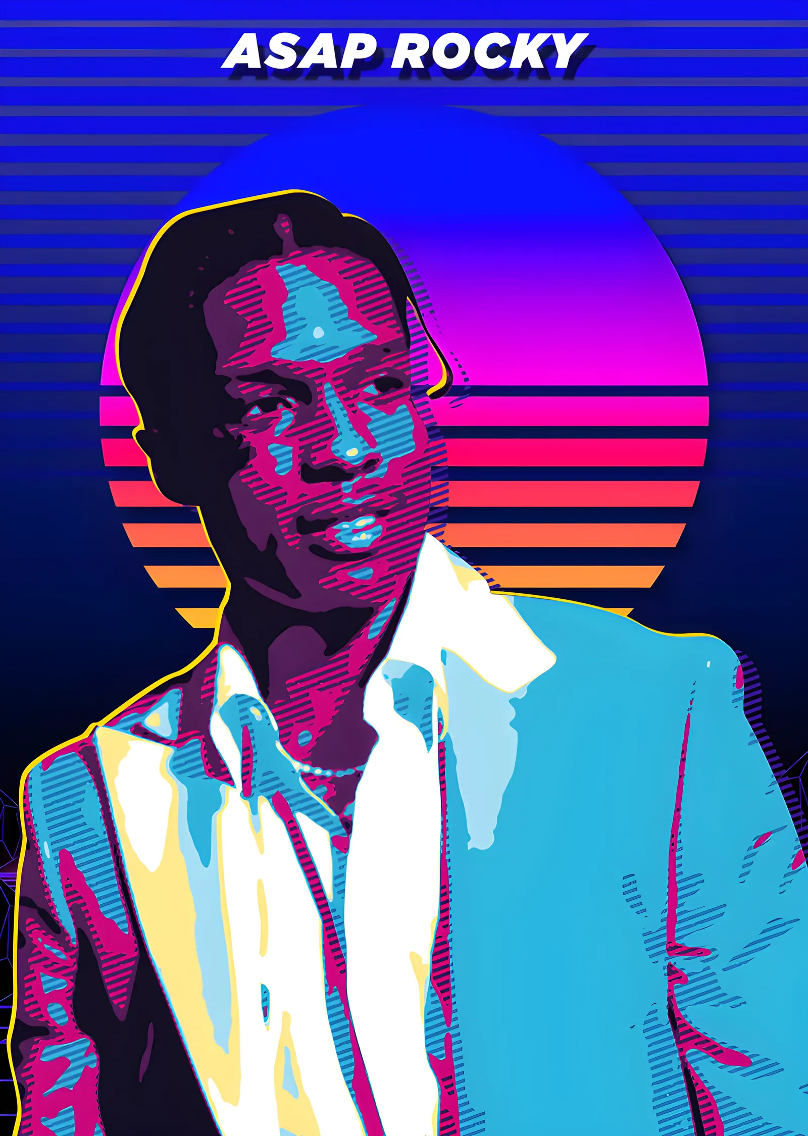 ASAP Rocky - Mor Retro Portre metal tablo