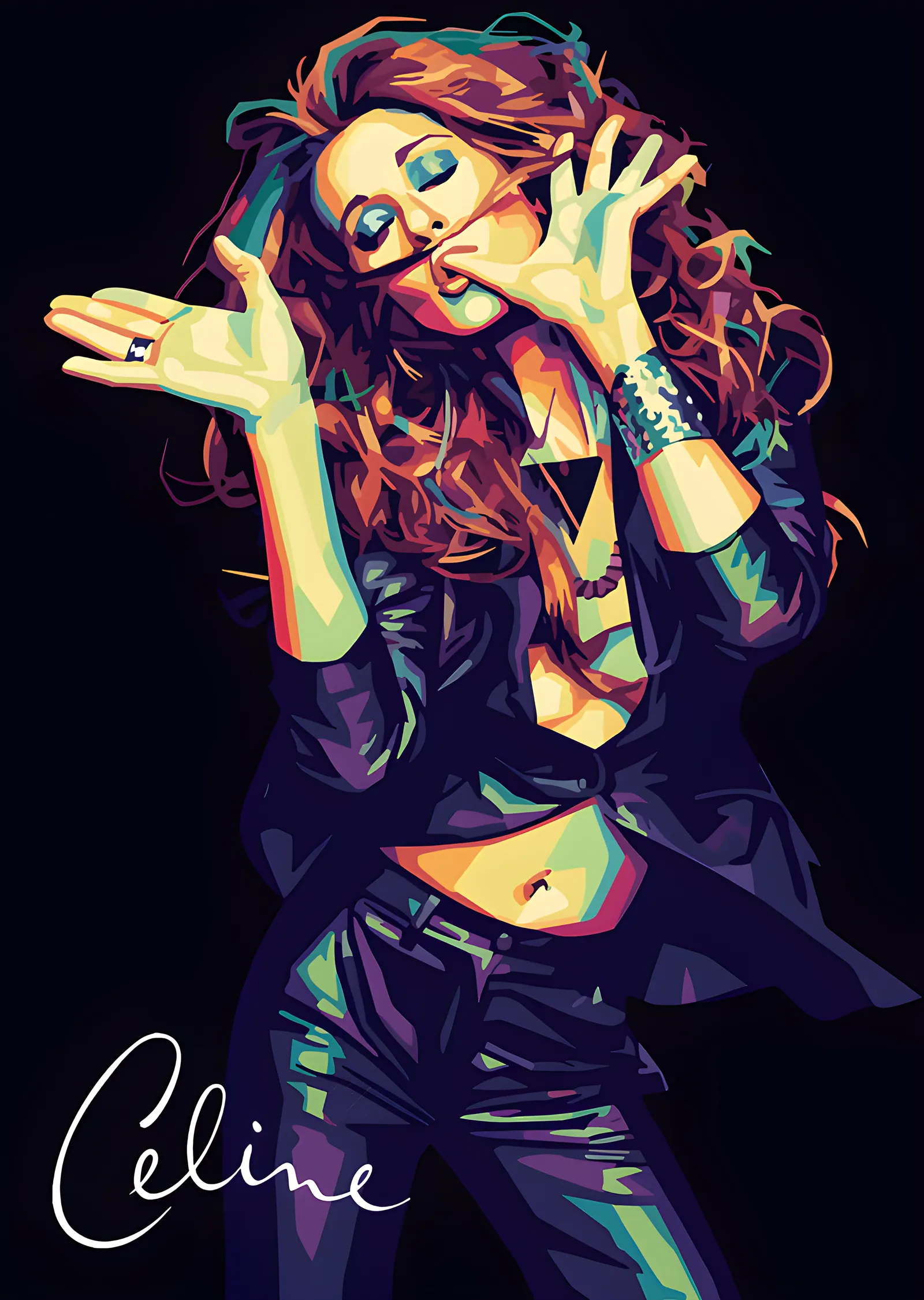 Céline - Renkli Pop Art Portre metal tablo
