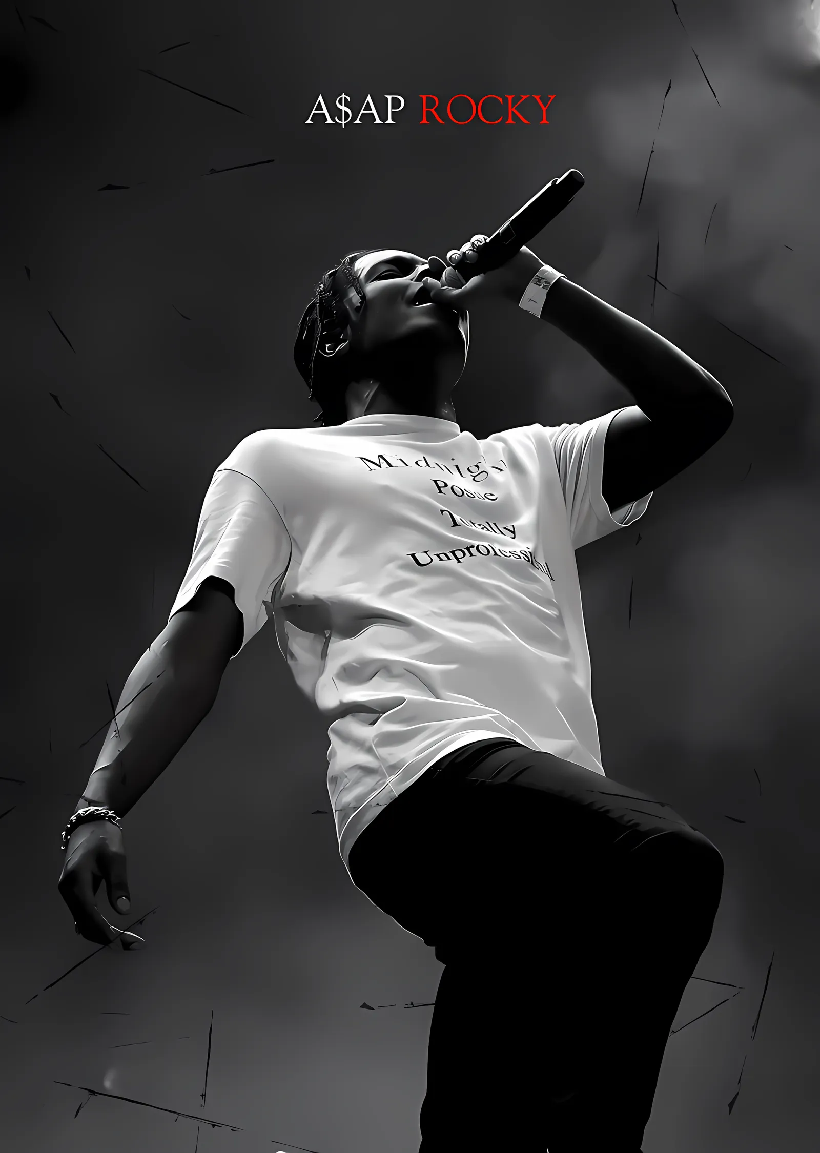 ASAP Rocky - Sahnede Siyah Beyaz Kare metal tablo