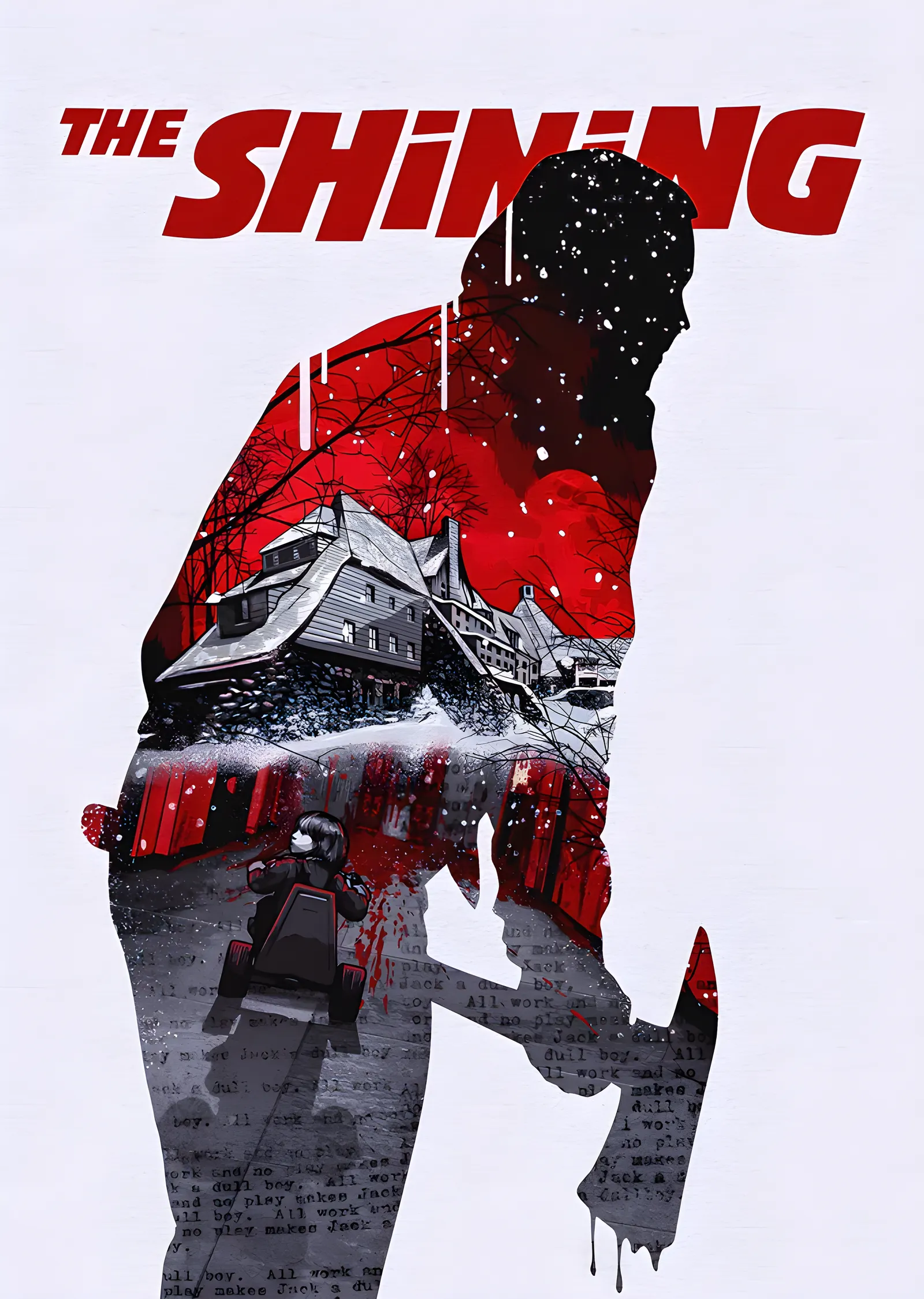 The Shining: Kırmızı Tipografik Figür metal tablo