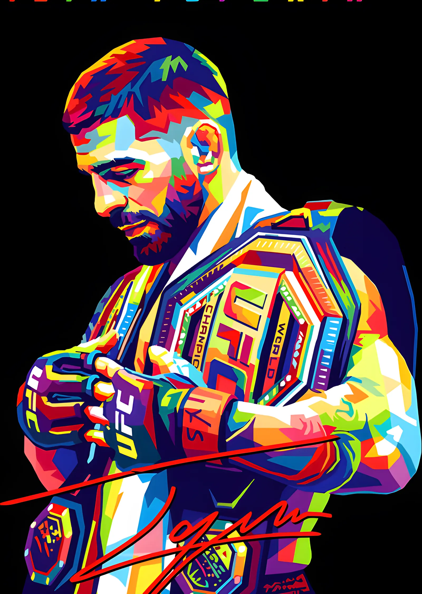 Ilia Topuria - Kollar Kavuşmuş Pop Art metal tablo