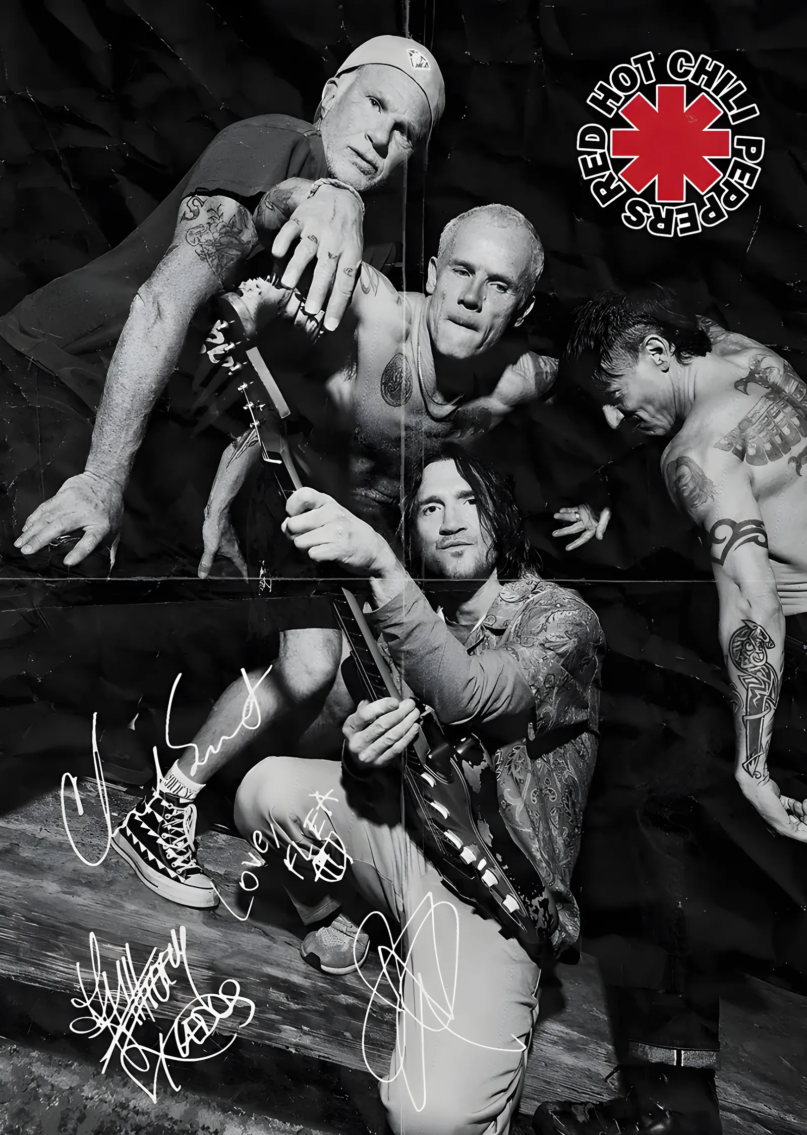 Red Hot Chili Peppers - İmzalı Grup Karesi metal tablo