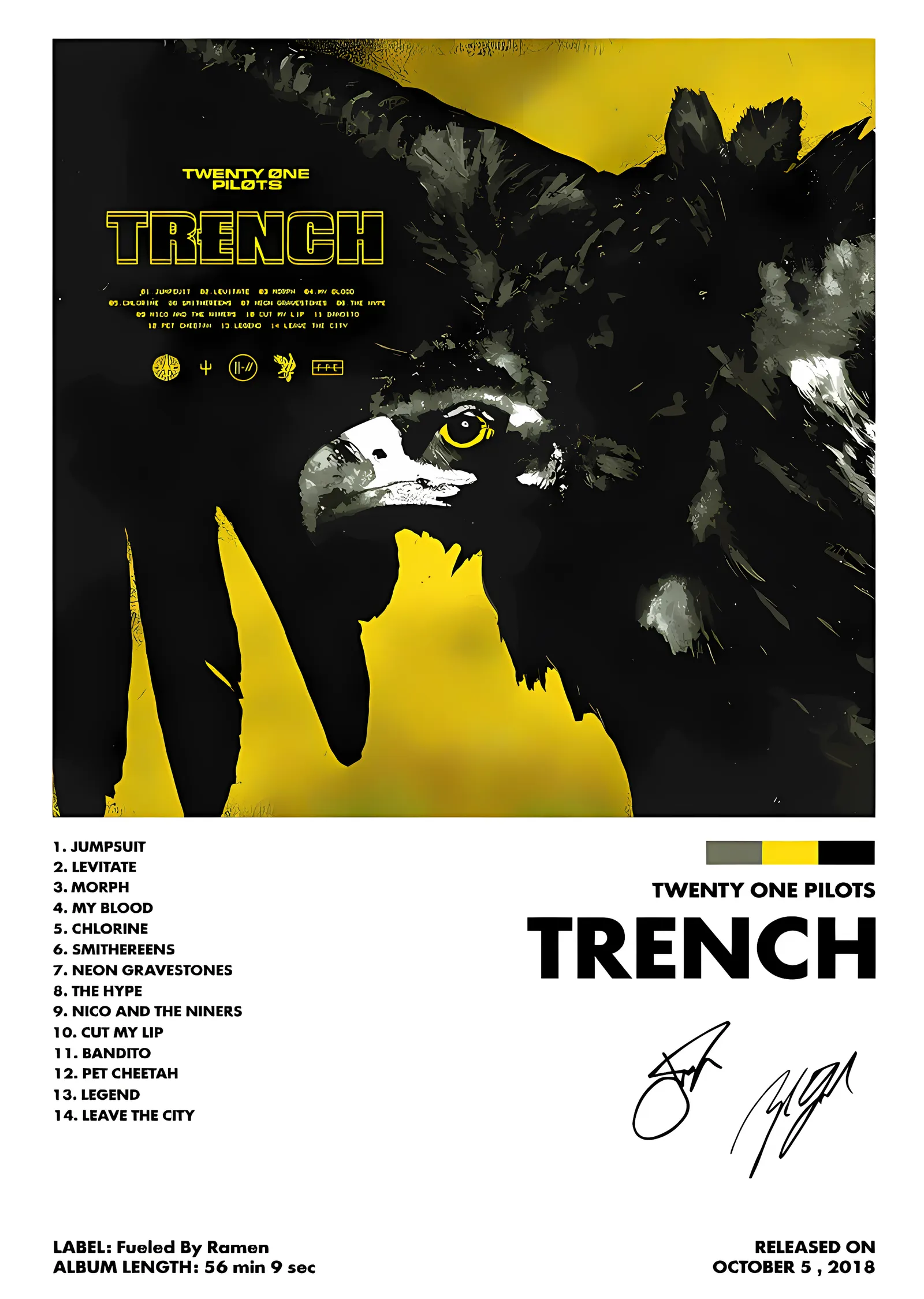 Twenty One Pilots - Trench metal tablo