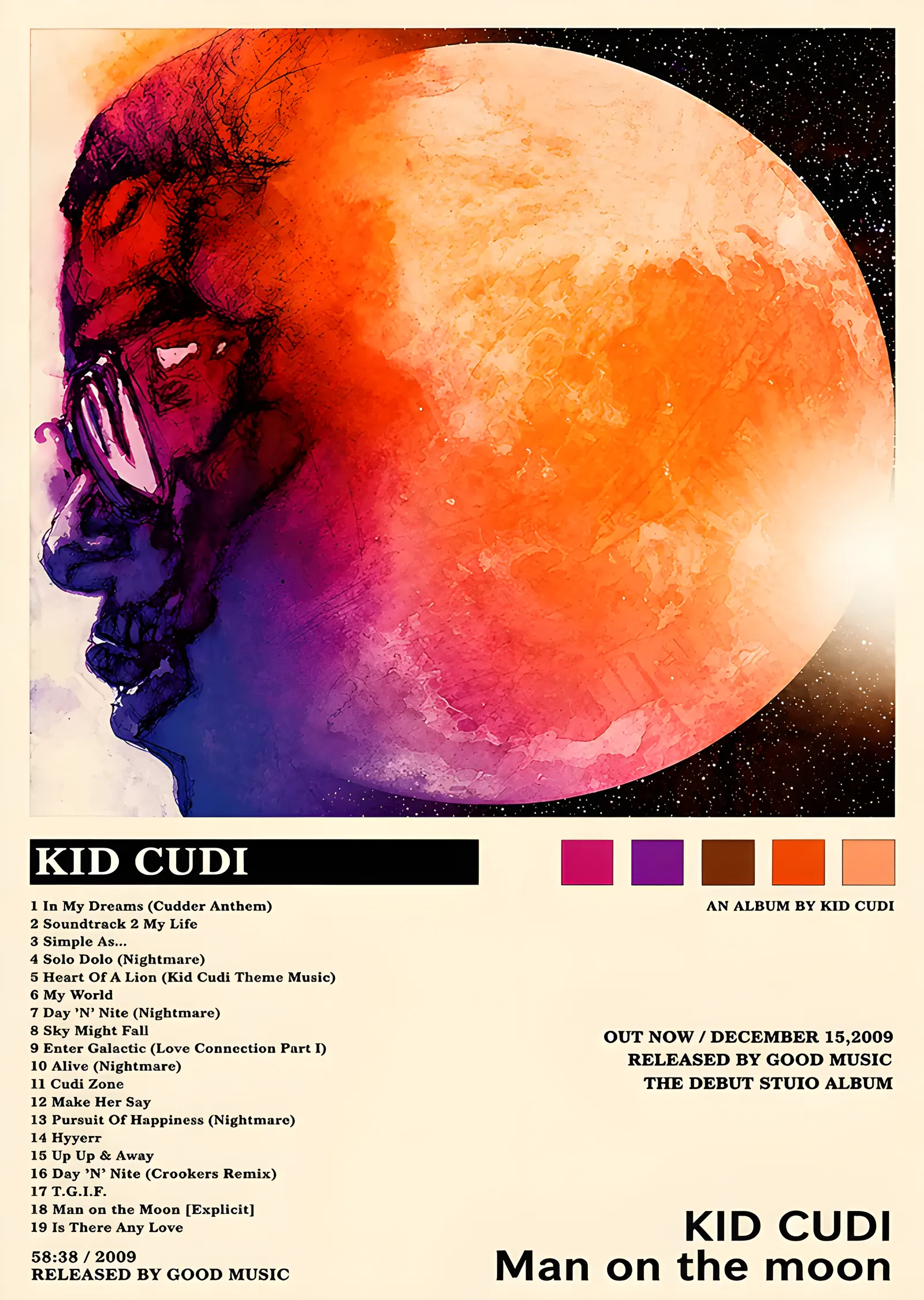 Kid Cudi - Man on the Moon metal tablo