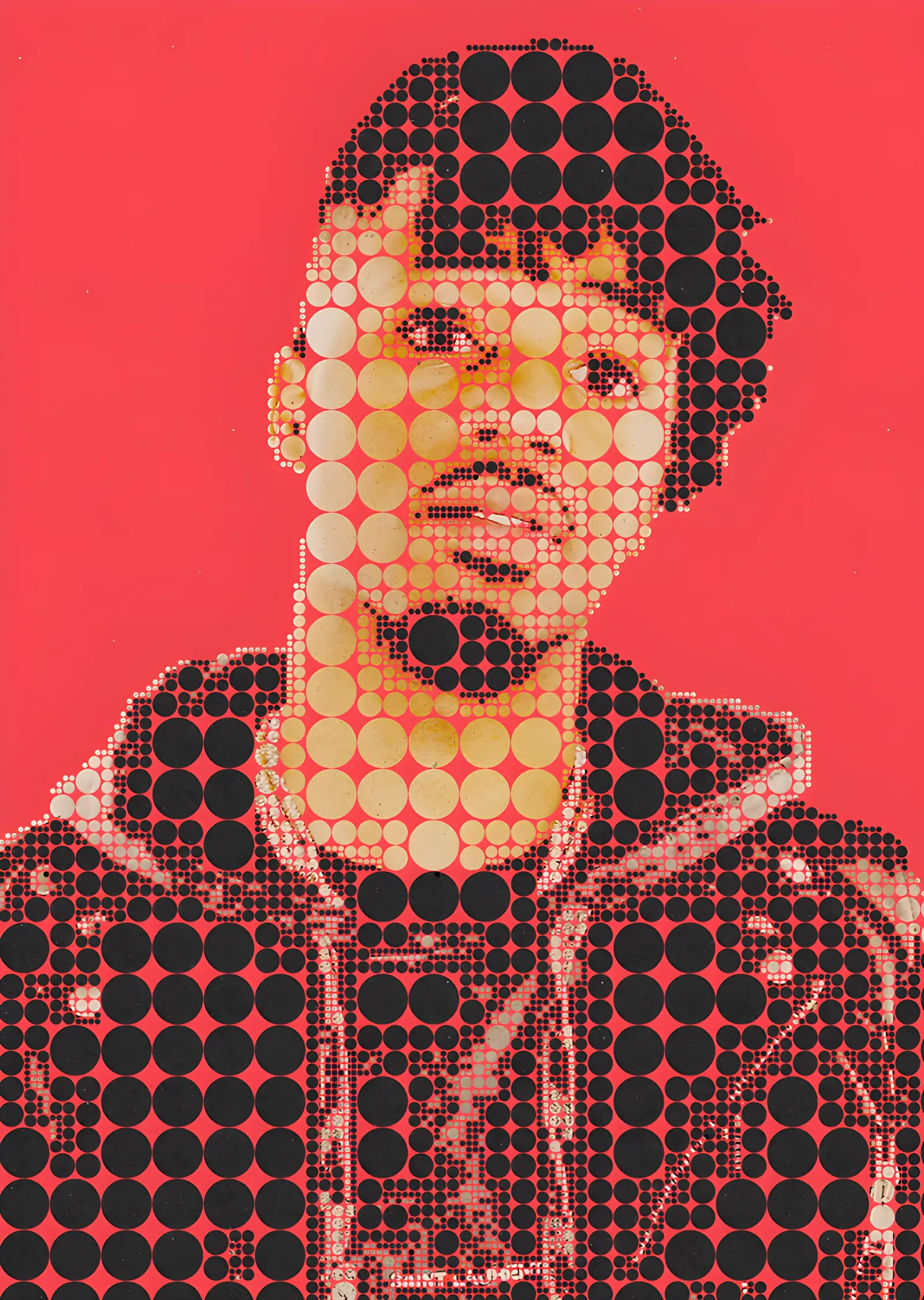 Metro Boomin - Kırmızı Zeminde Kapüşonlu Halftone metal tablo