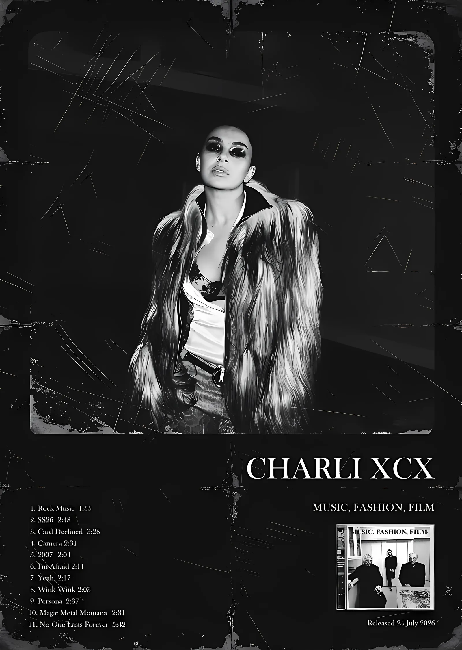 Charli XCX - Siyah Beyaz Künye metal tablo