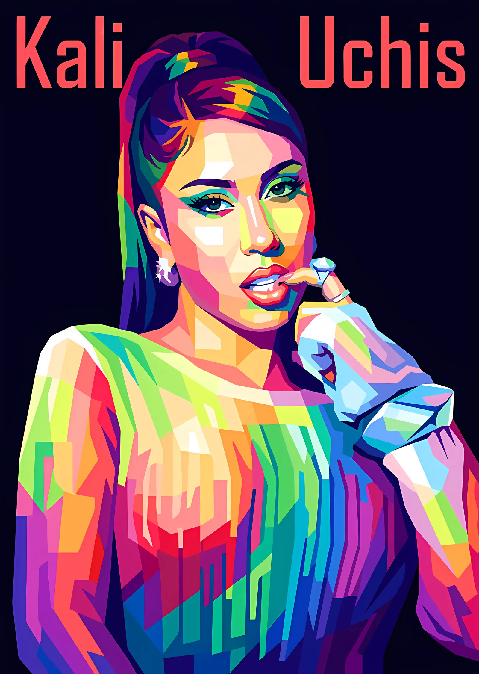 Kali Uchis: Renkli Vektör metal tablo