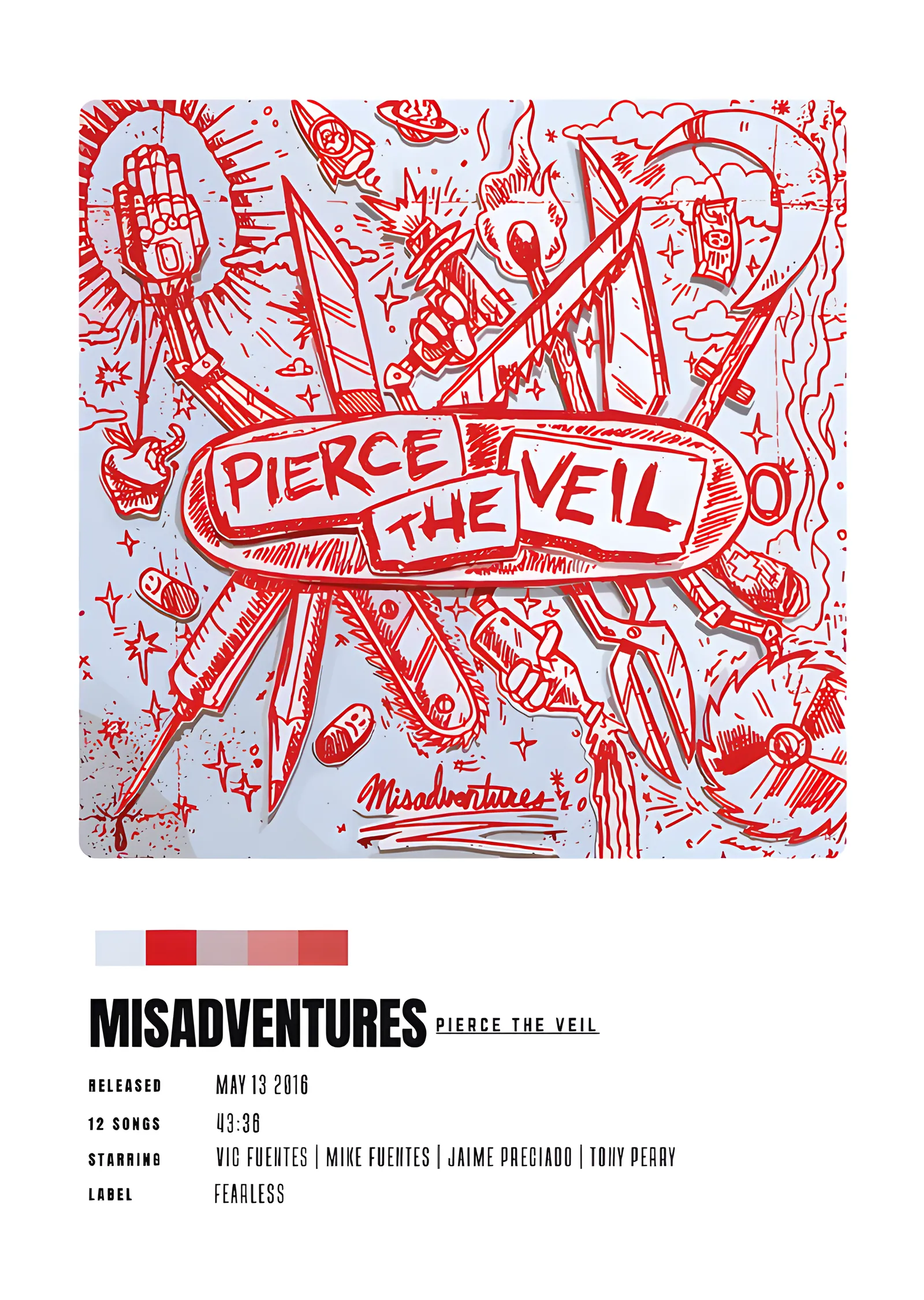 Pierce the Veil - Misadventures metal tablo
