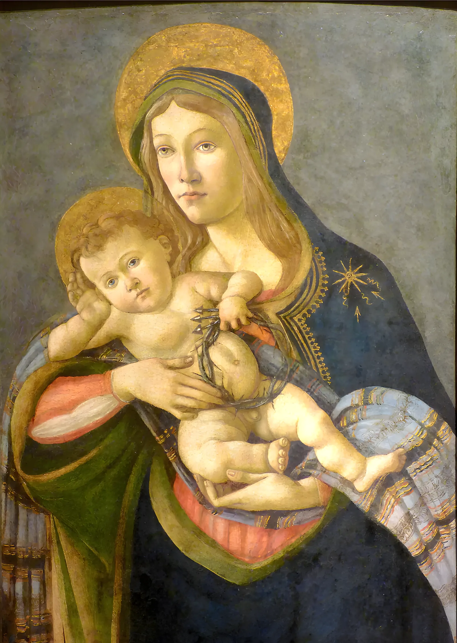 Botticelli - Altın Haleli Madonna metal tablo