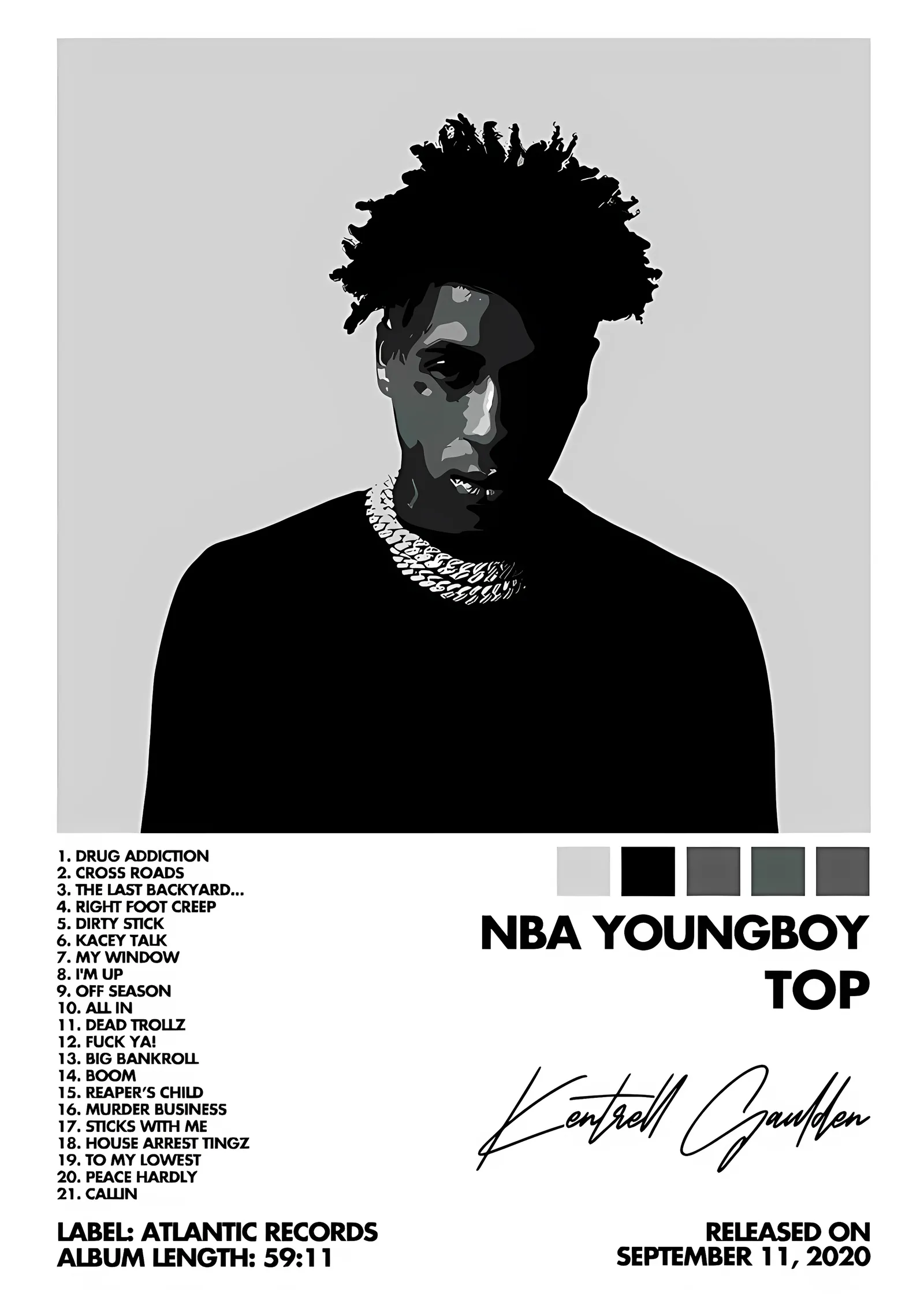 NBA YoungBoy - Top metal tablo