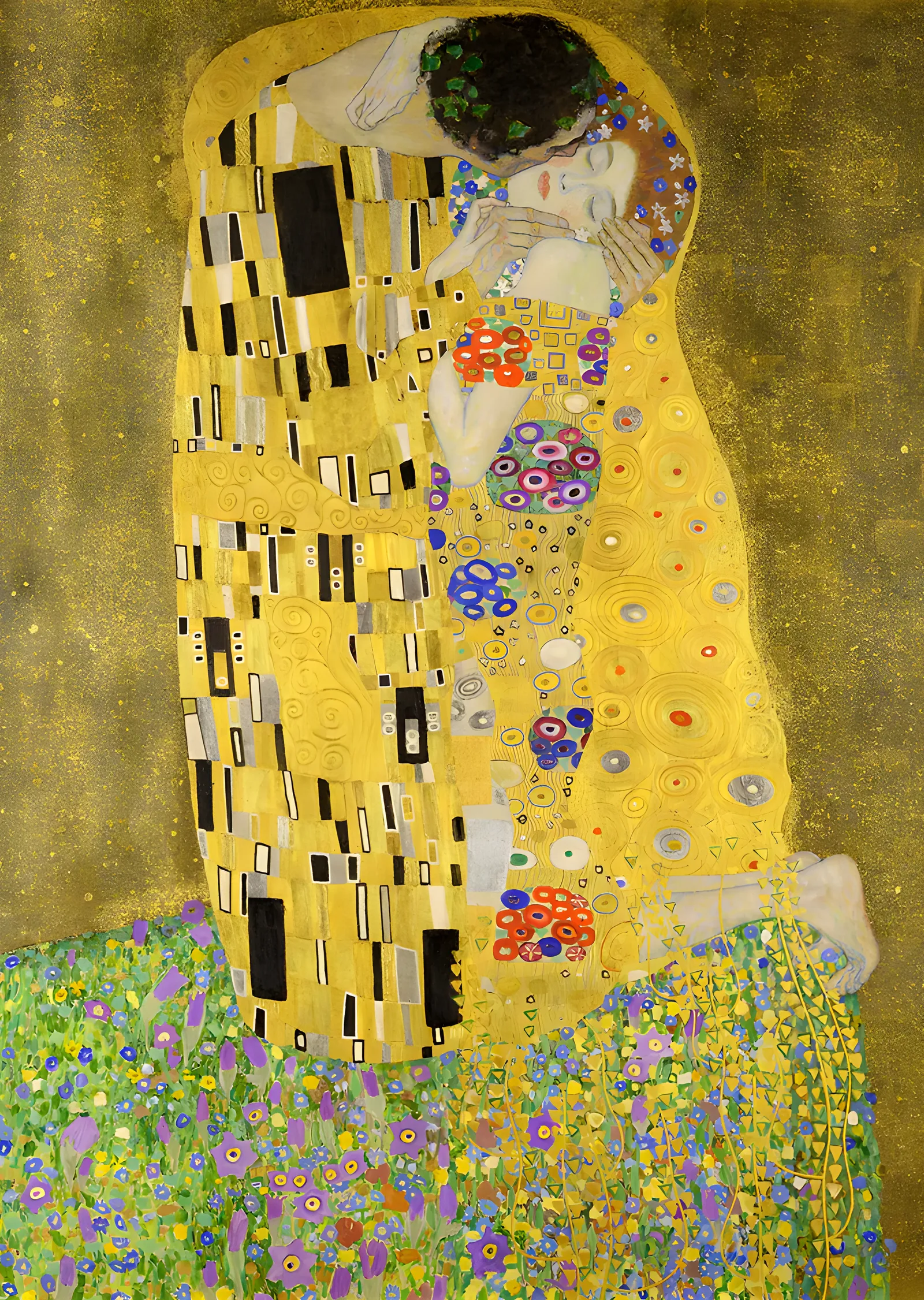 Gustav Klimt - Öpücük Dikey Kadraj metal tablo