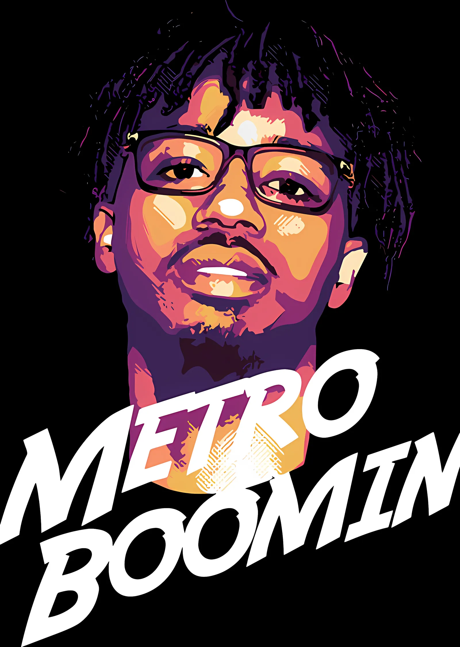 Metro Boomin - Mor Renk Bloklu Portre metal tablo